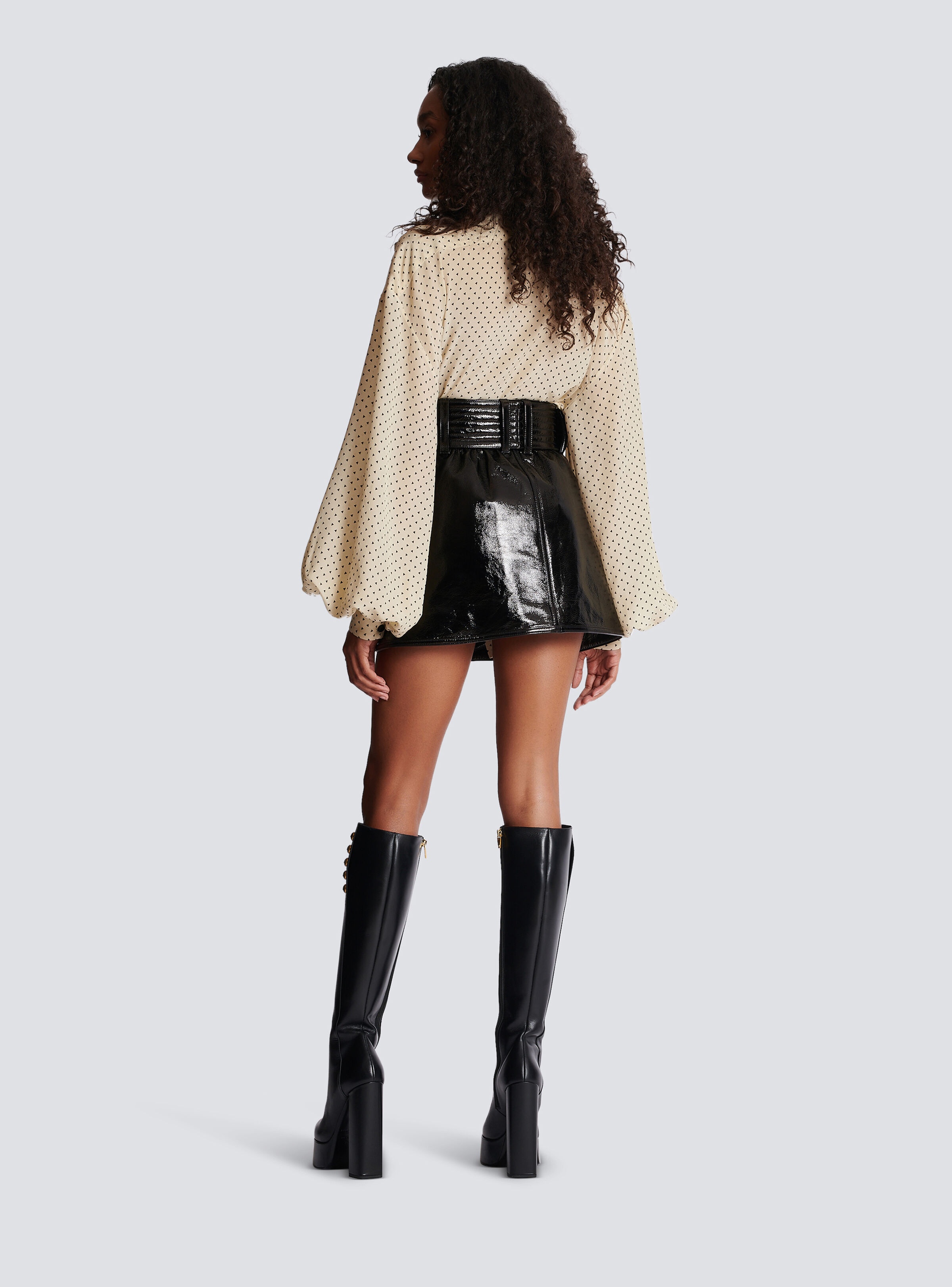Short patent leather skirt - 4