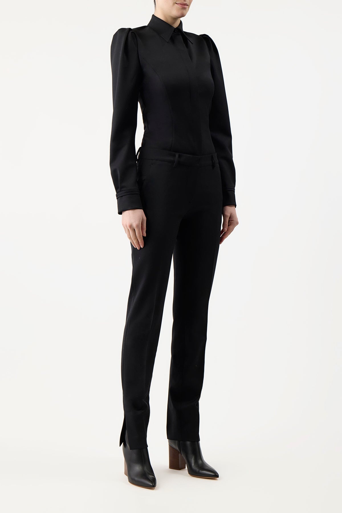 Talbot Shirt in Black Wool - 5
