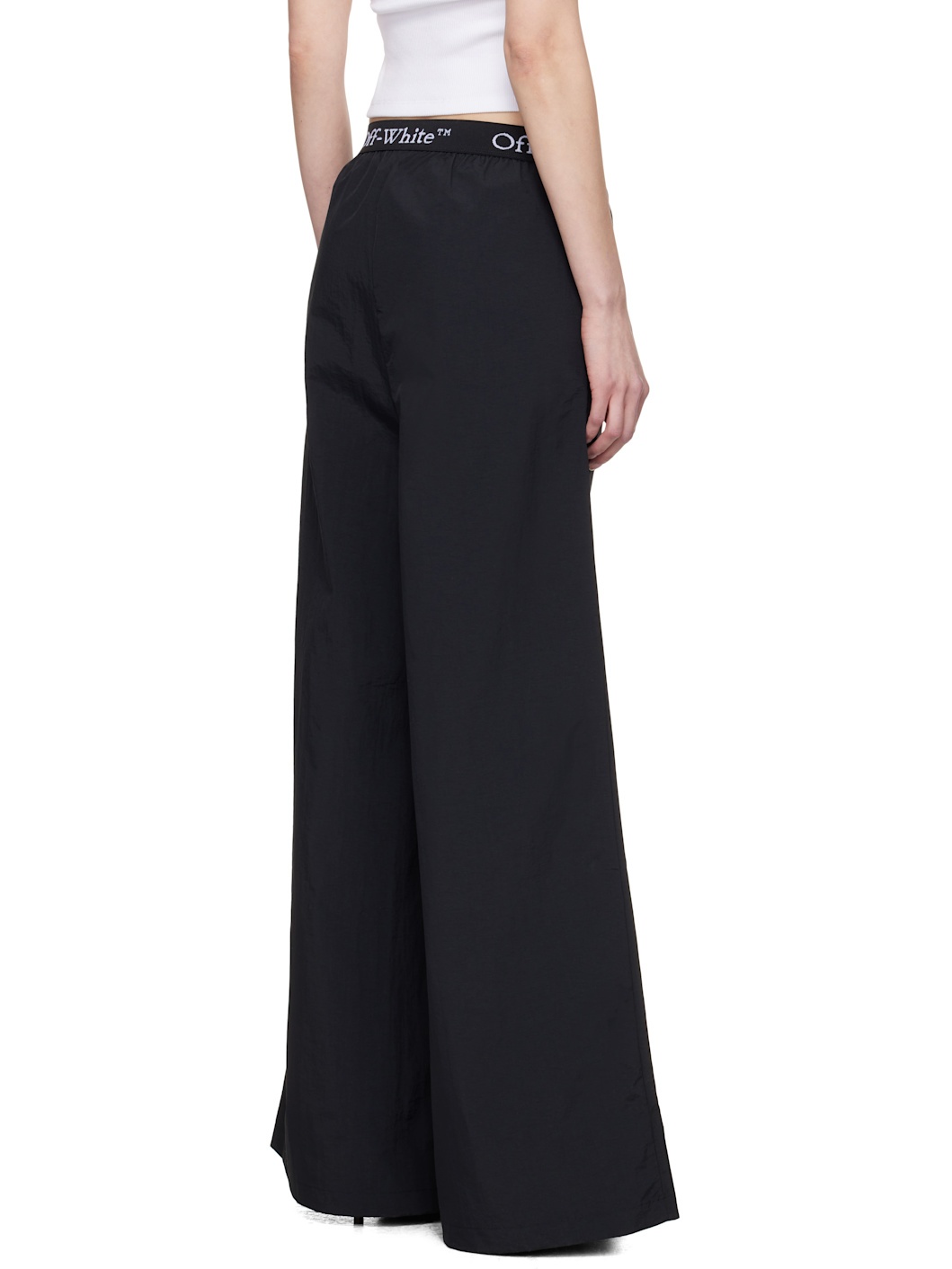 Black Logo Band Nylon Lounge Pants - 3