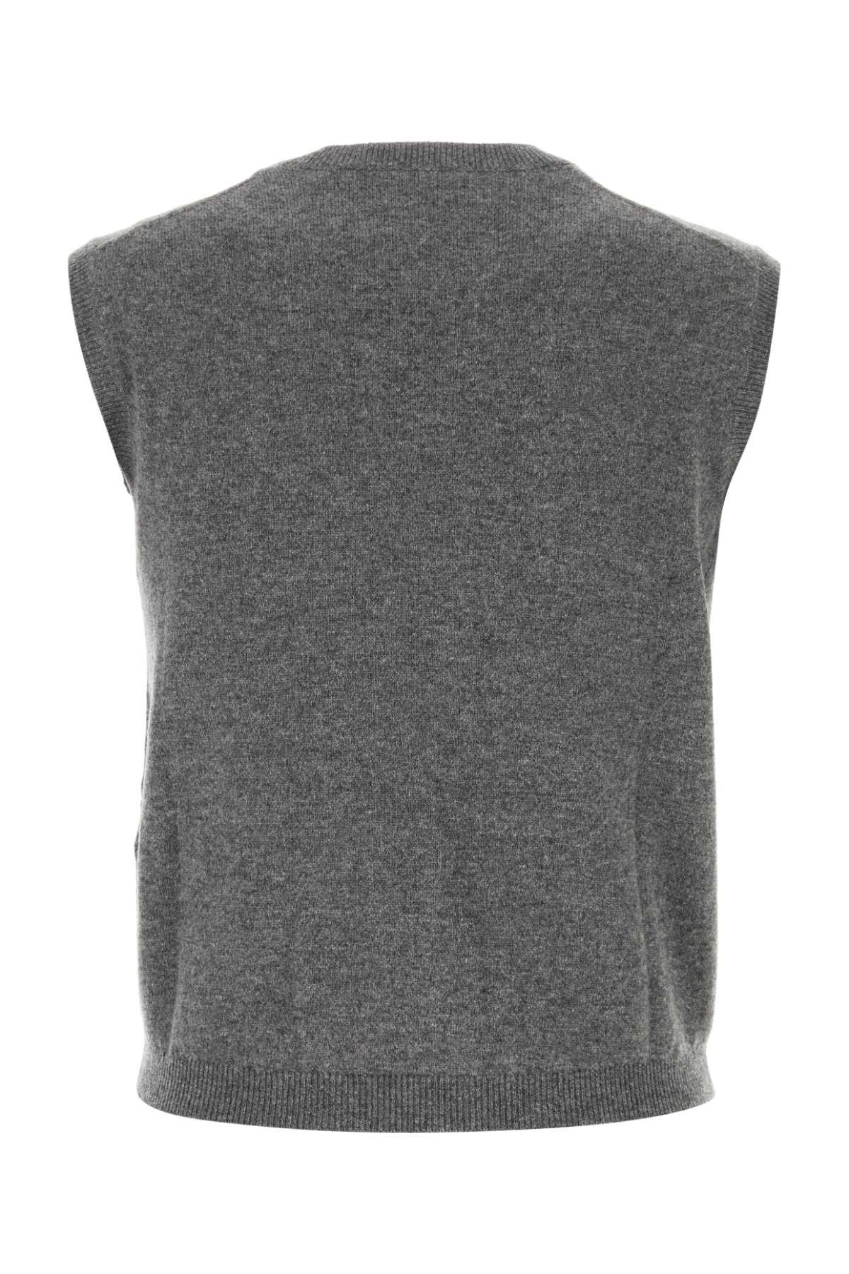 Salvatore Ferragamo Women Grey Stretch Cashmere Blend Vest - 2