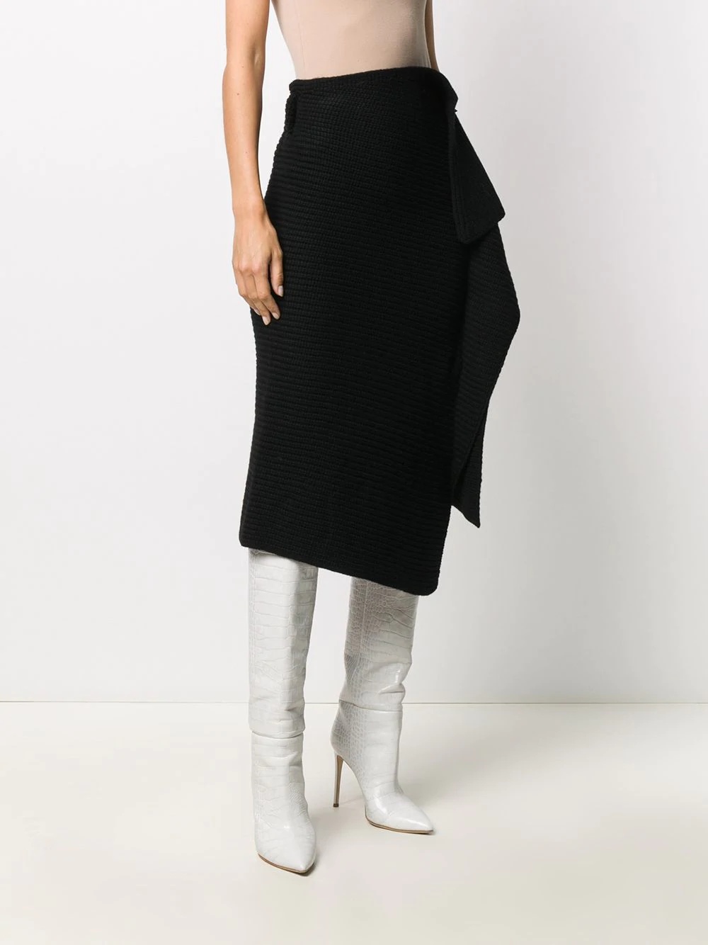 ribbed-knit drape skirt - 3