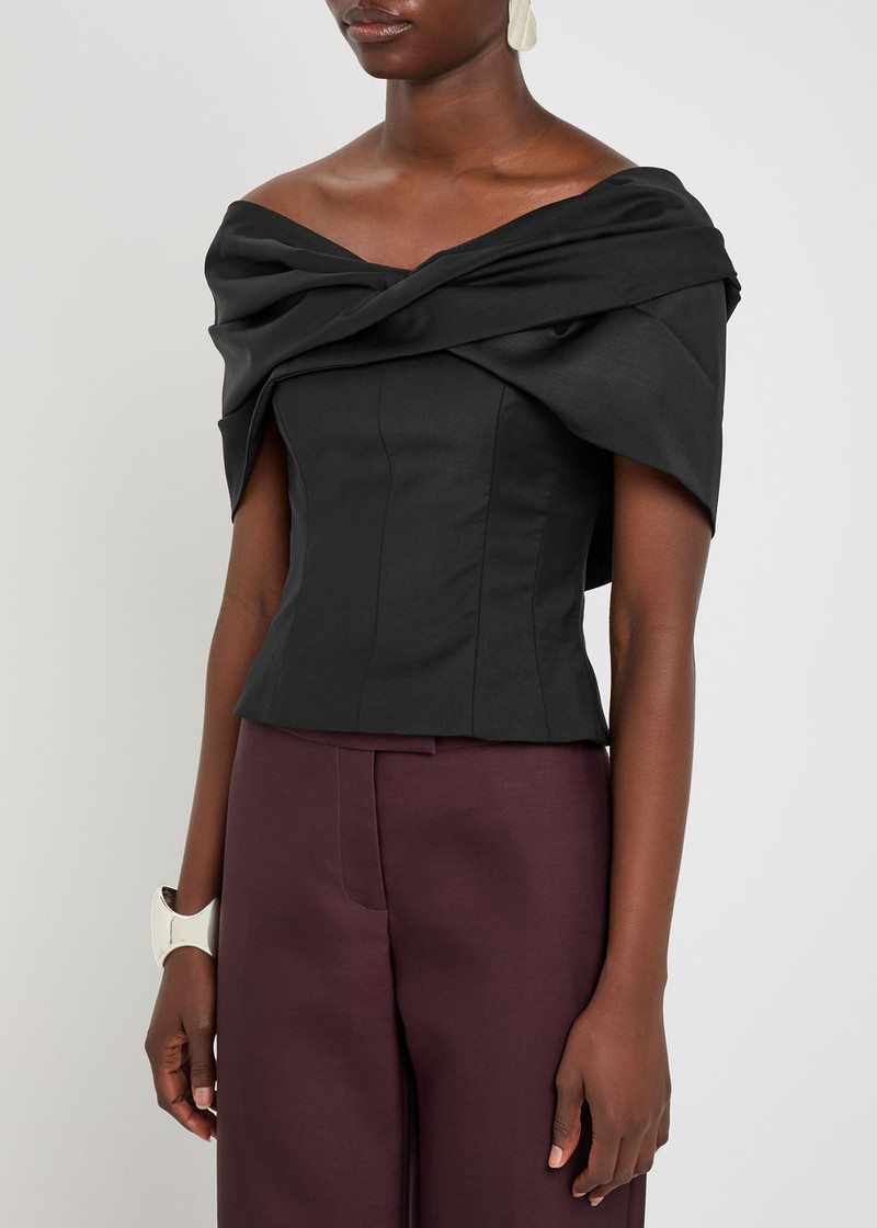 TOVE Tove Orrla Fold-over Wool-blend top outlook