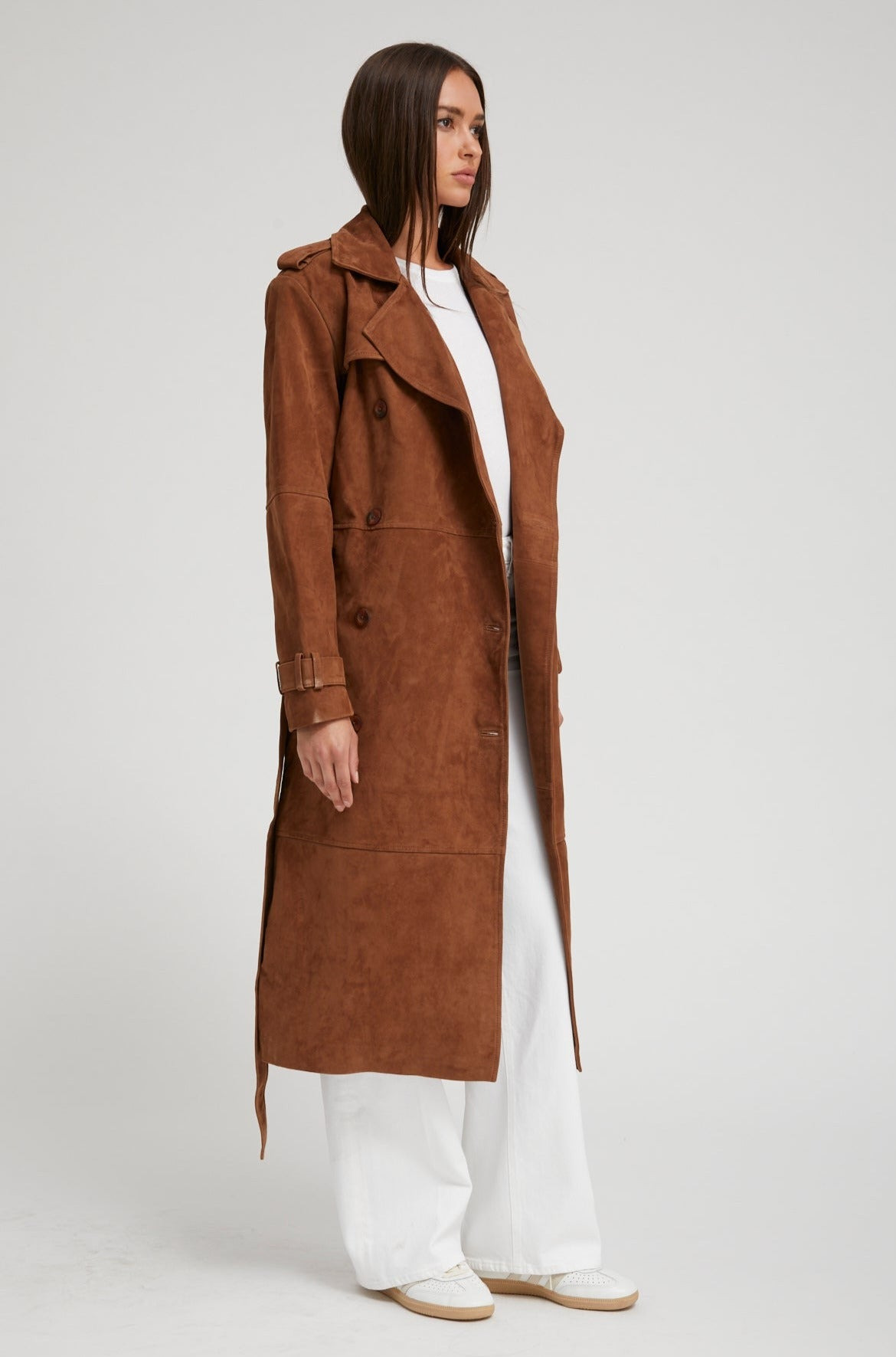 BELLE DE JOUR COGNAC SUEDE TRENCH - 4