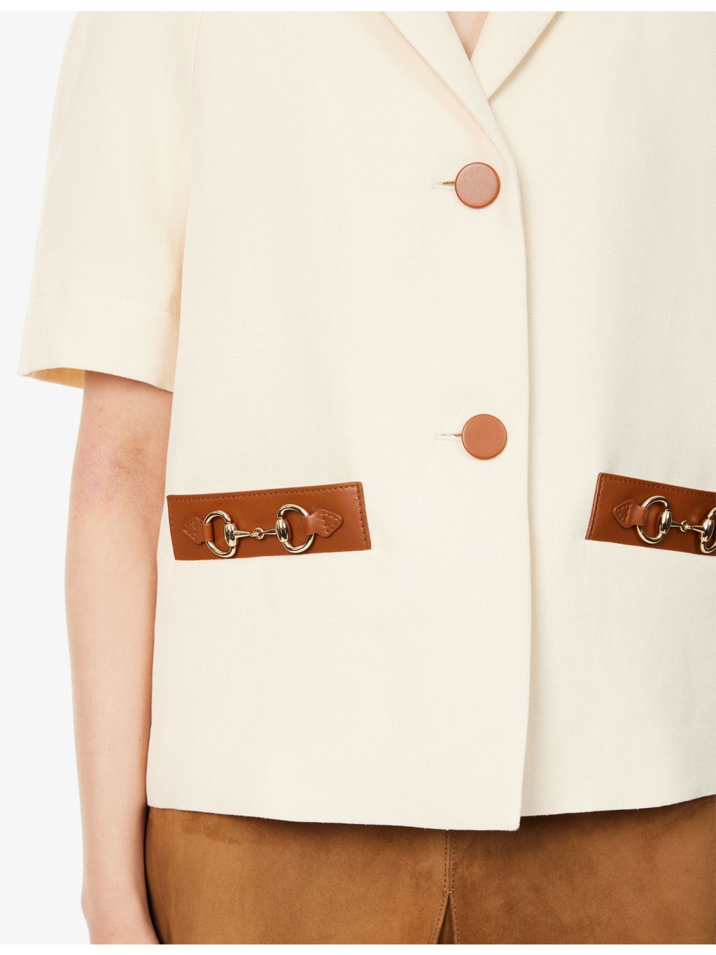 Horsebit Short-Sleeves Linen Jacket - 5