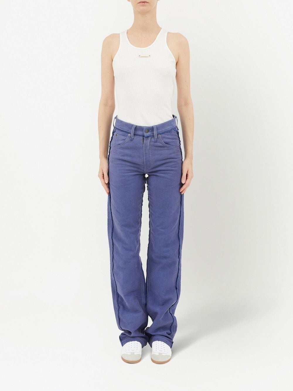 frayed-detail straight-leg jeans - 2