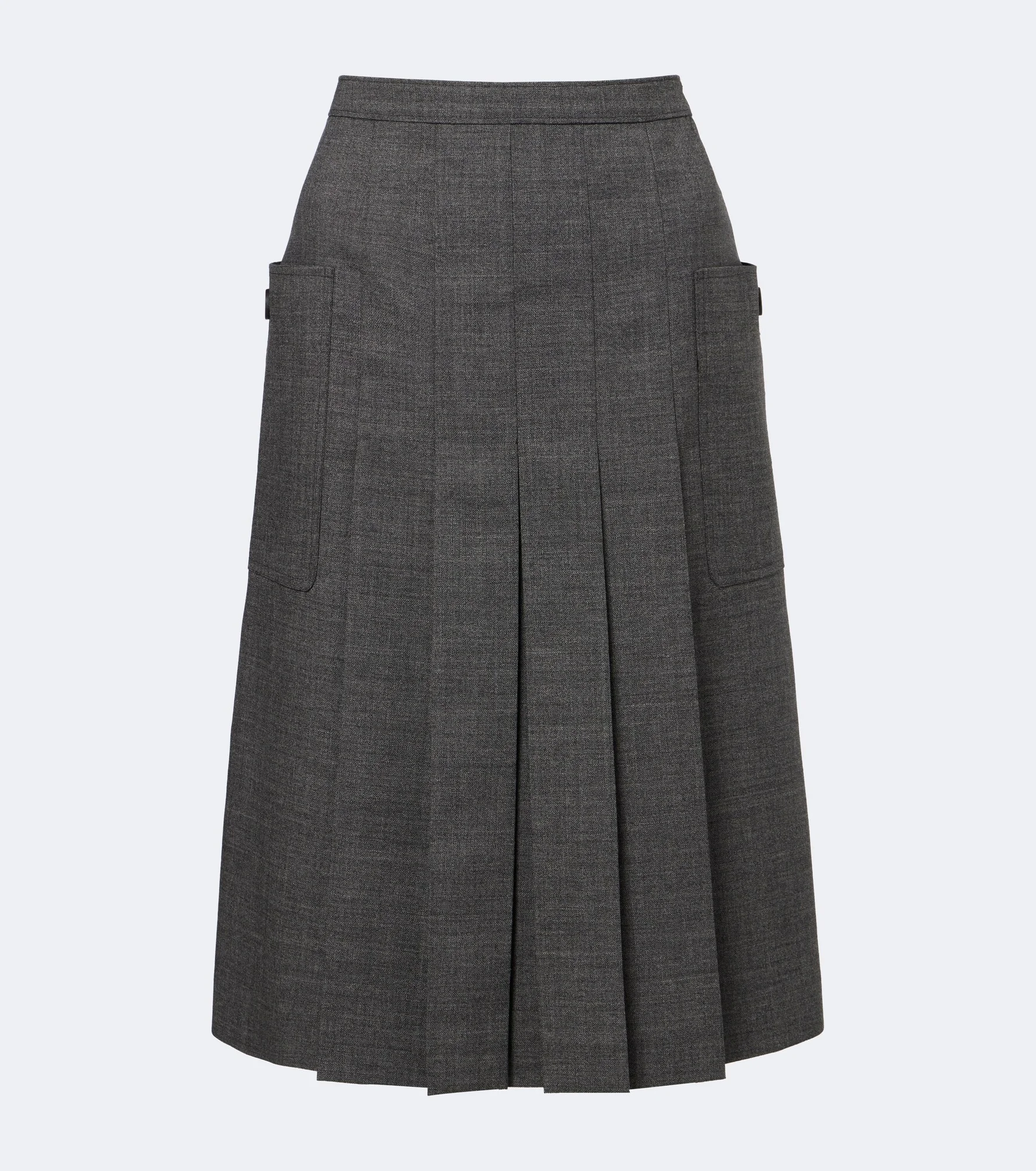 Pleated virgin wool midi skirt - 1