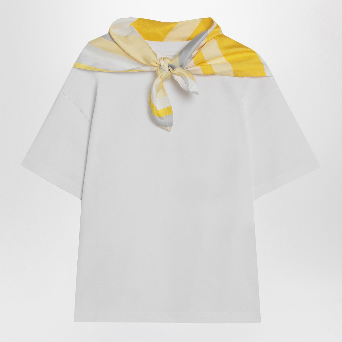 Bottega Veneta Women White T-Shirt With Silk Scarf - 1