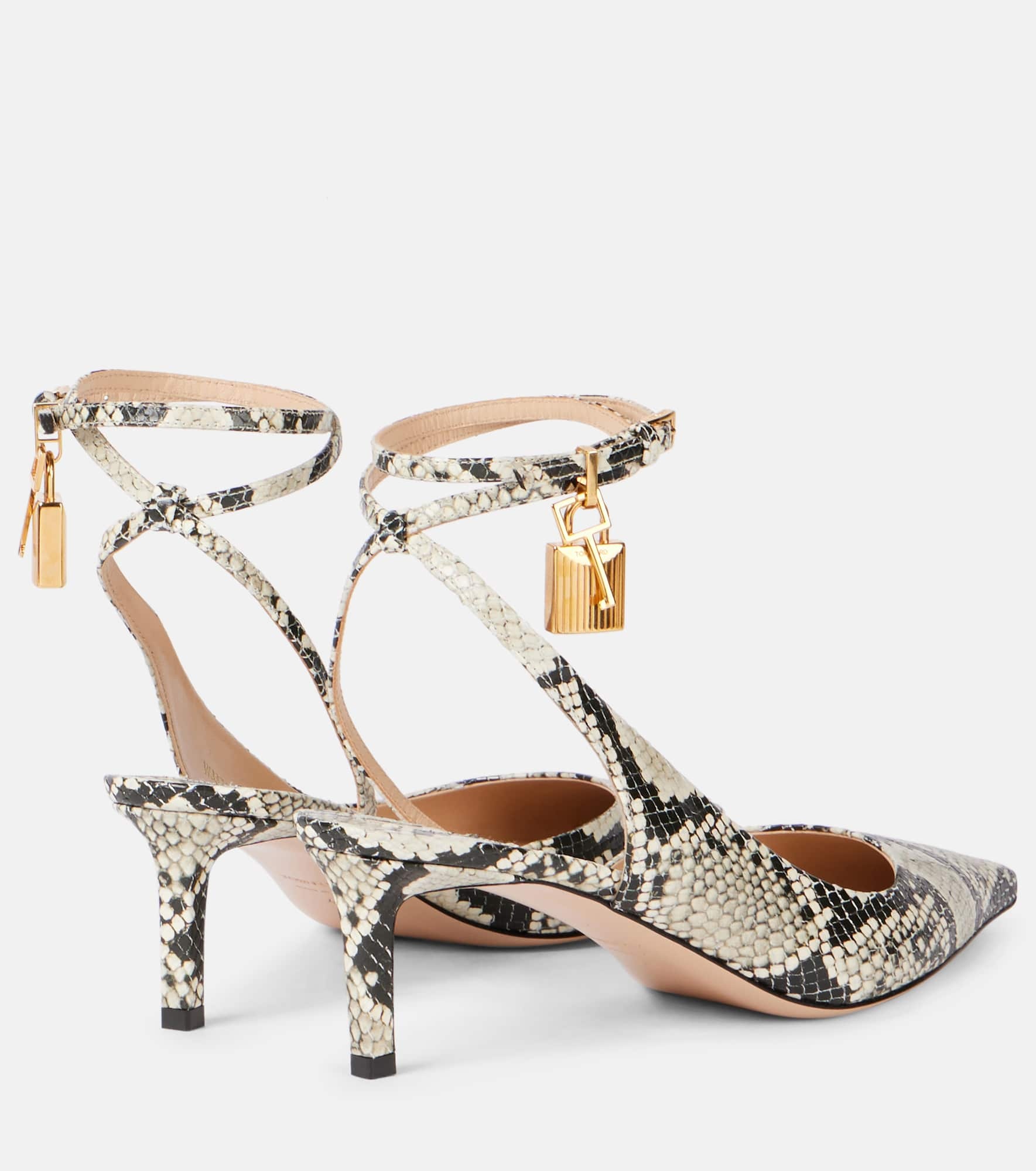 Padlock 55 snake-effect slingback sandals - 2