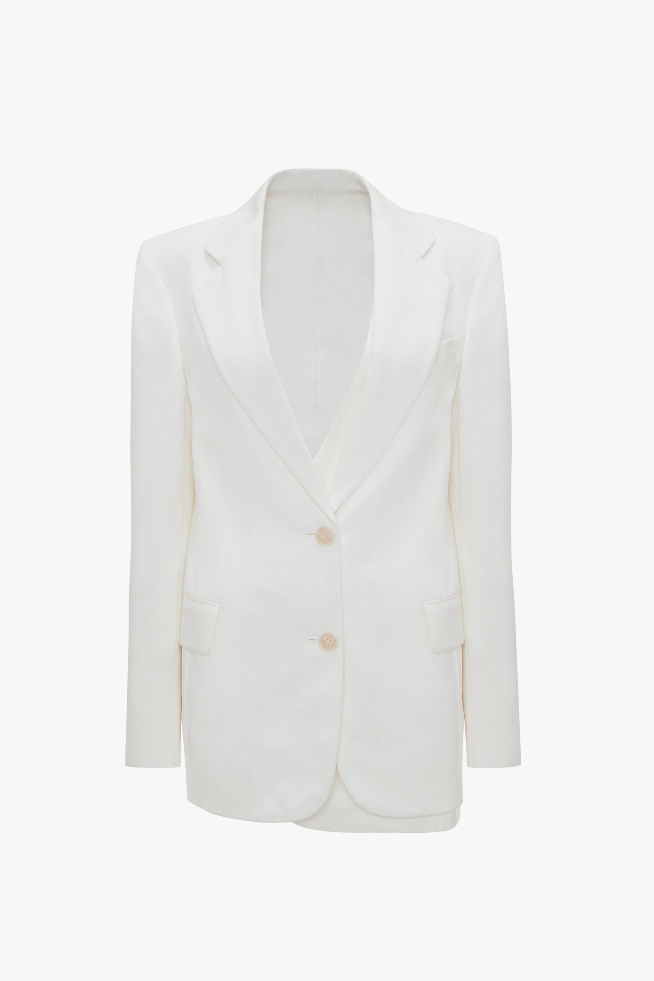 Asymmetric Double Layer Jacket in White - 1