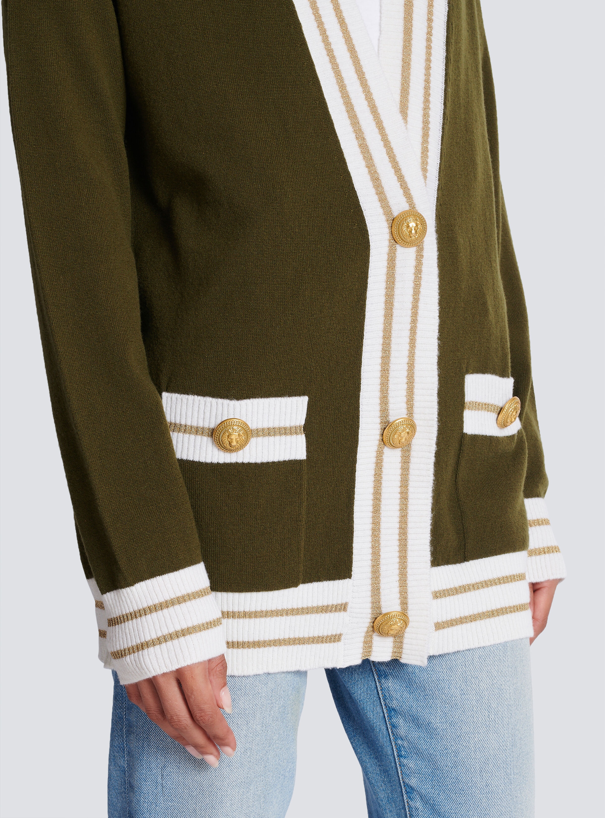 Cashmere cardigan with Balmain logo - 7