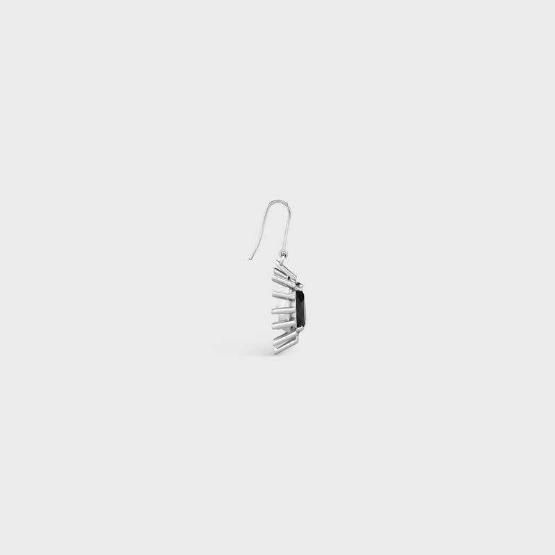 Les Pierres Celine Earring in Brass with Rhodium Finish and Black Strass 3
