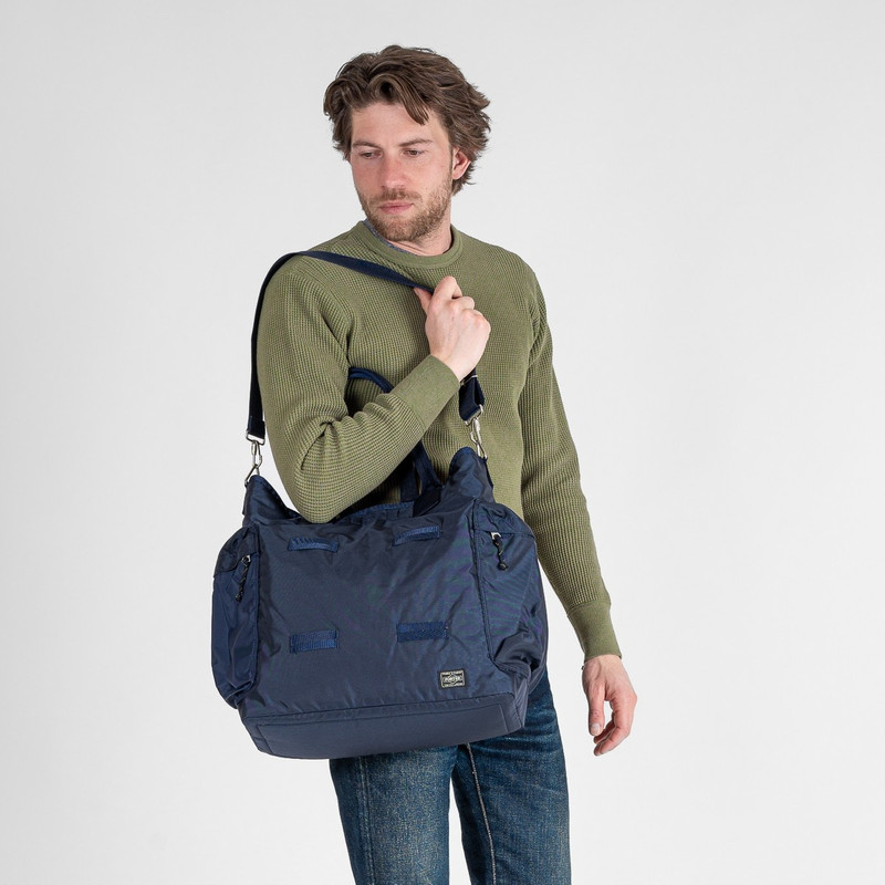 Iron Heart POR-FOR-TOTE-NAV Porter - Yoshida & Co. - Force 2Way Tote Bag - Navy Blue outlook