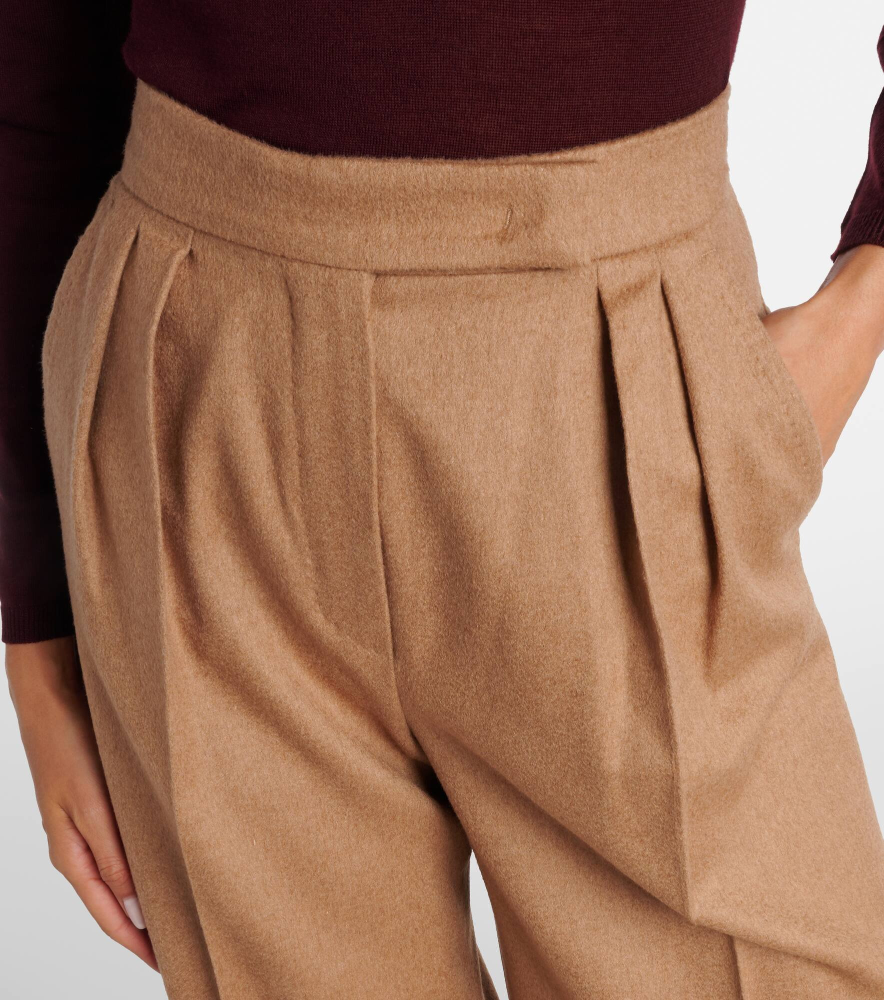Ori pleated camel hair wide-leg pants - 4