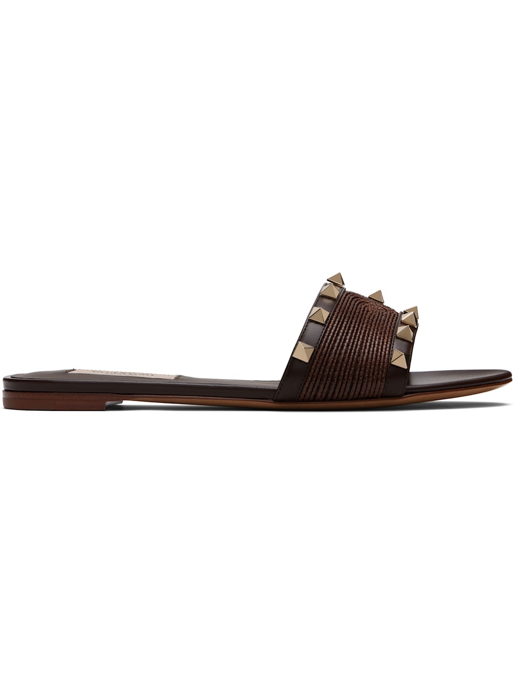 Brown Rockstud Slide Sandals - 1