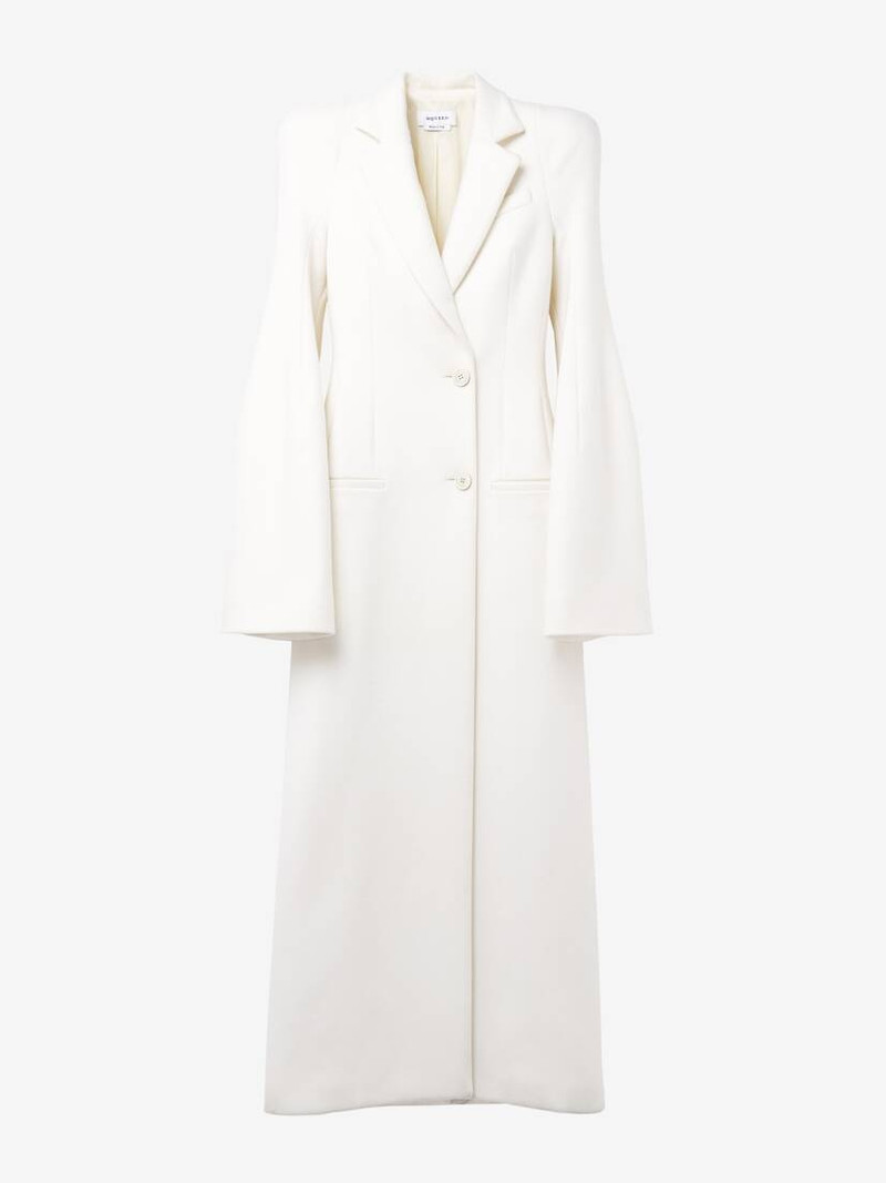 Moulded Shoulder Double-breasted Coat - 1