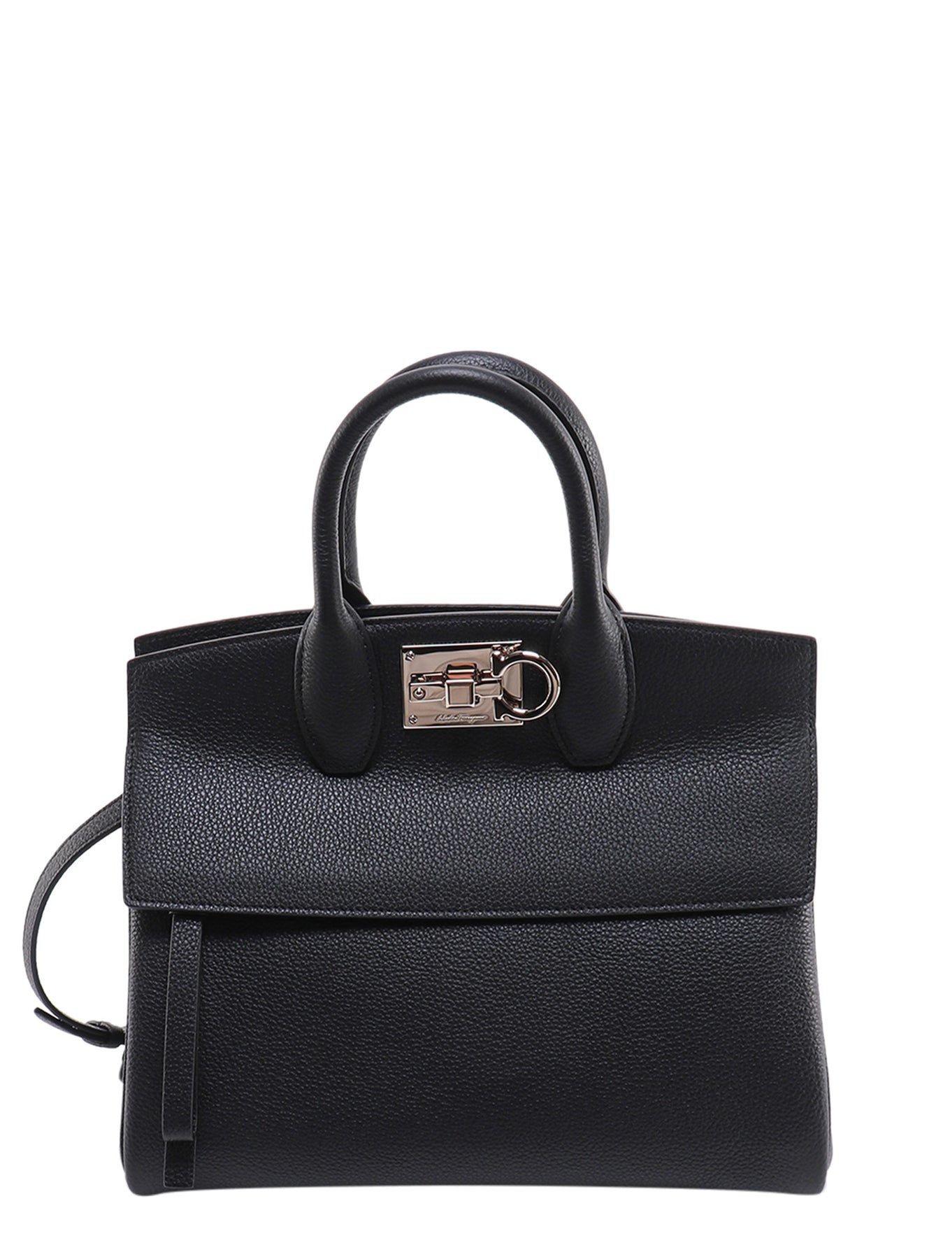 Textured leather The Studio handbag with iconic Gancini closure - 1