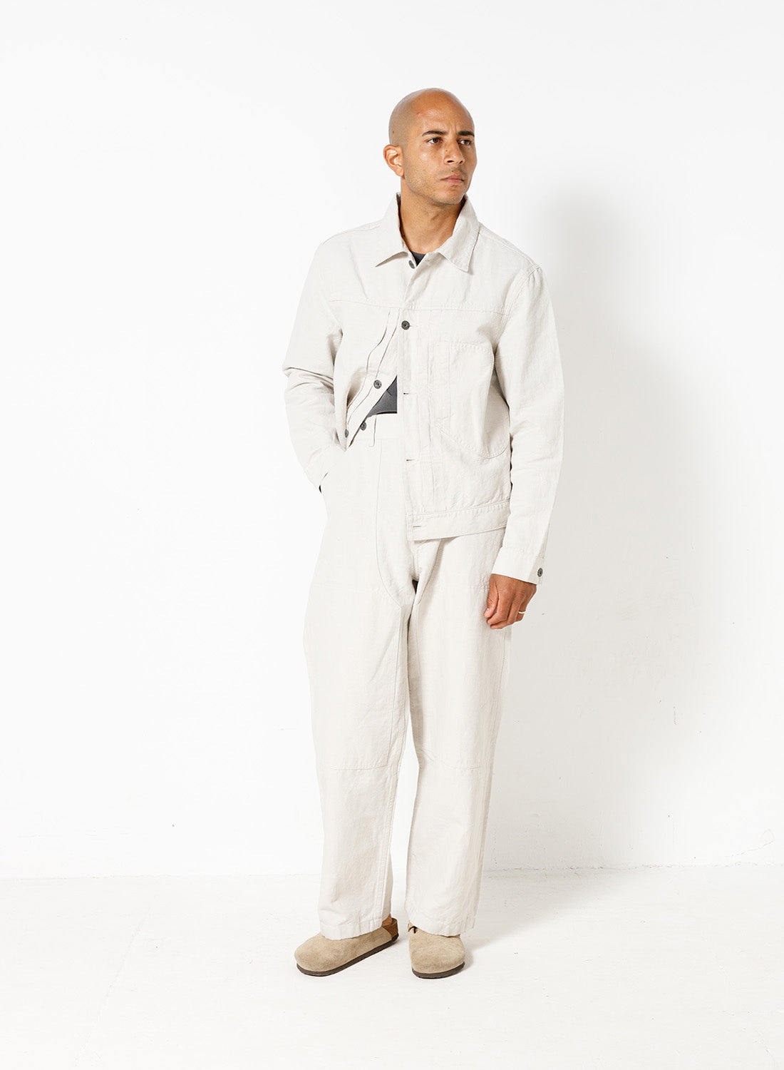 Carpenter Pant Cotton Linen in Off White - 4