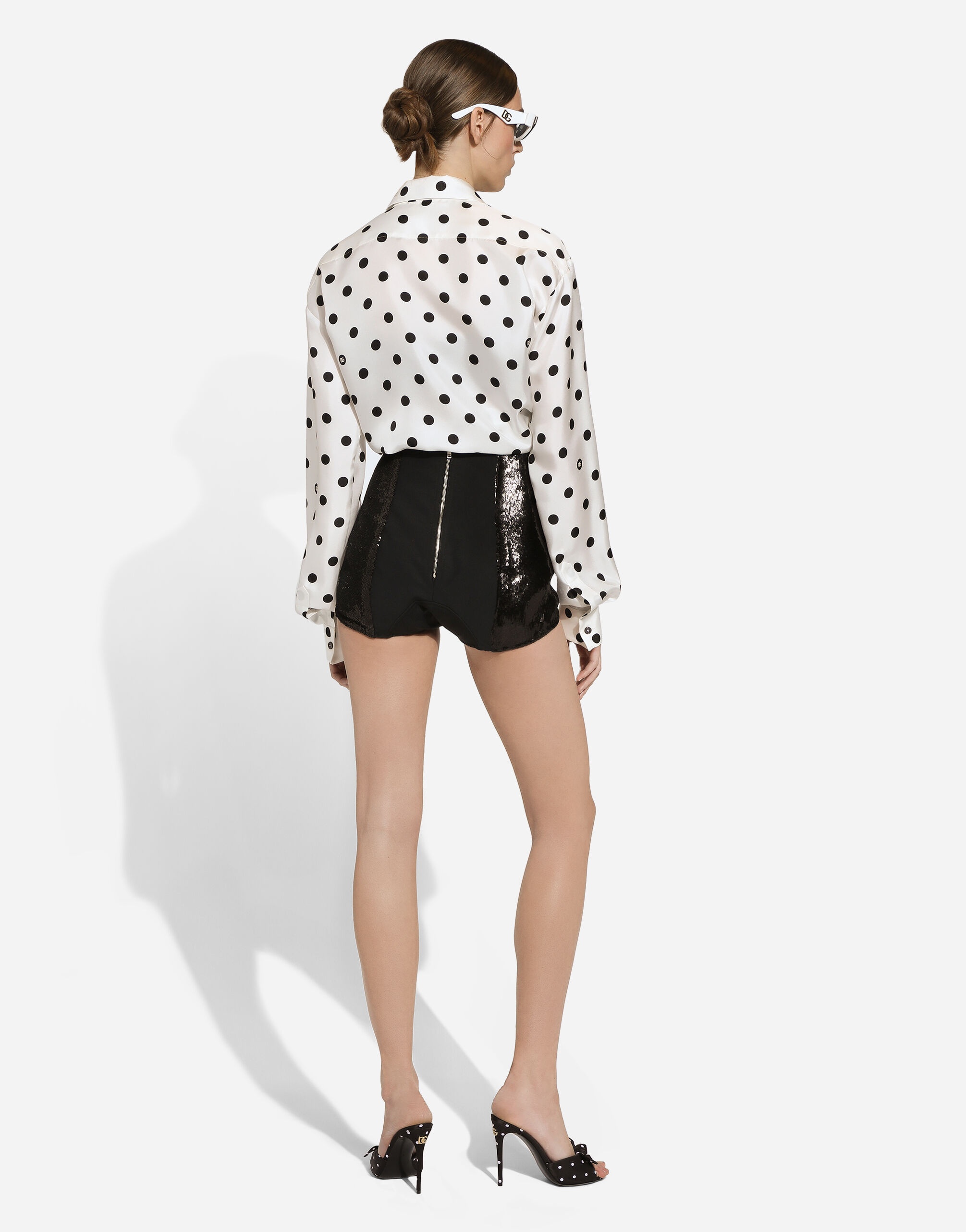 Silk twill shirt with polka-dot print - 3