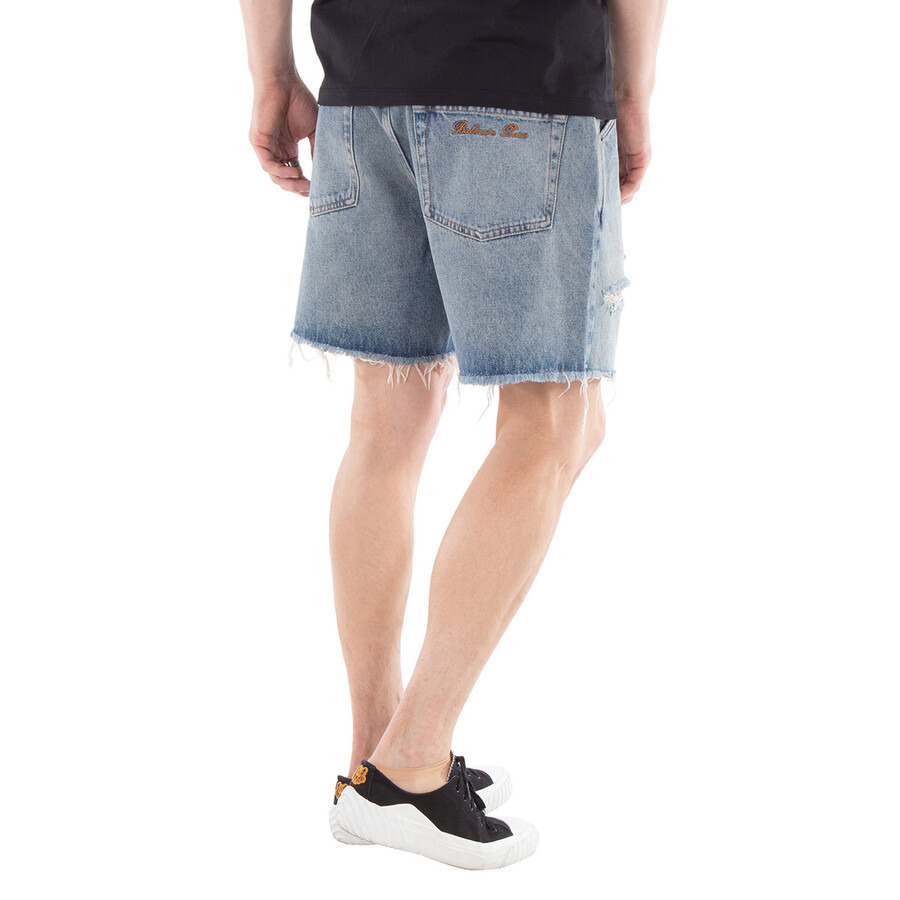 Balmain Ripped Cotton Denim Jean Shorts - 6