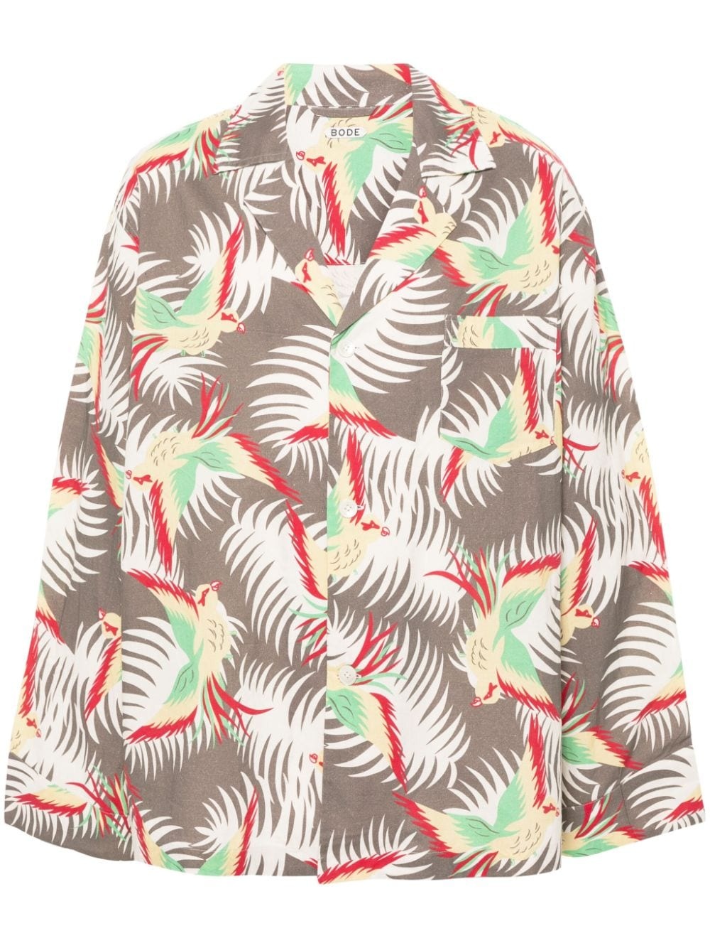 motif-print cotton shirt - 1