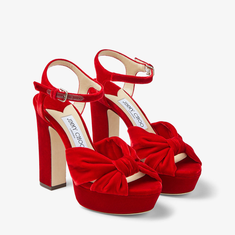 Heloise 120 Red Velvet Platform Sandals 3