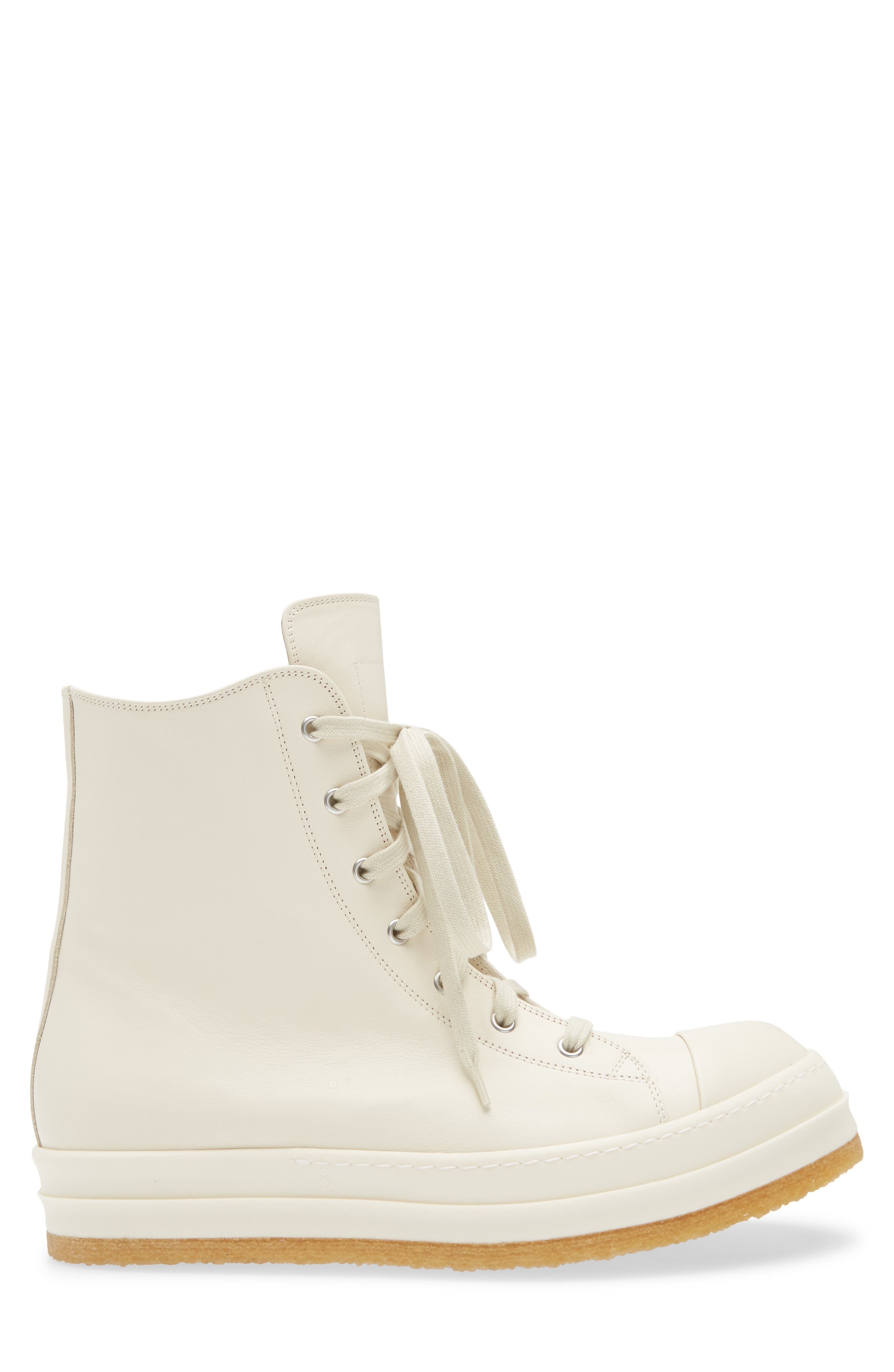 Rick Owens Creep High Top Sneaker in Milk/Milk/Milk at Nordstrom - 3