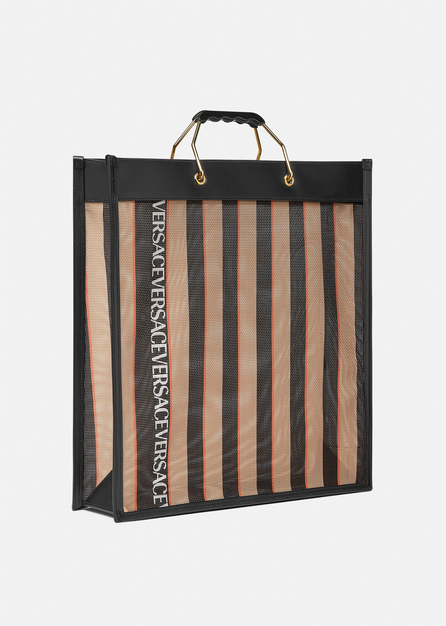 Striped Versace Shopper Tote Bag - 2