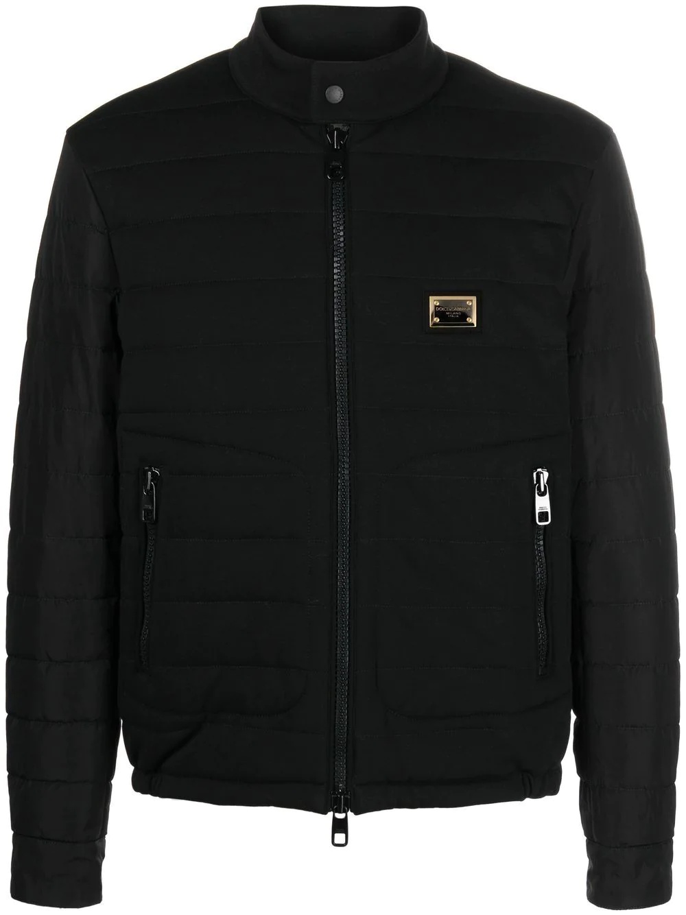 logo-plaque quilted jacket - 1