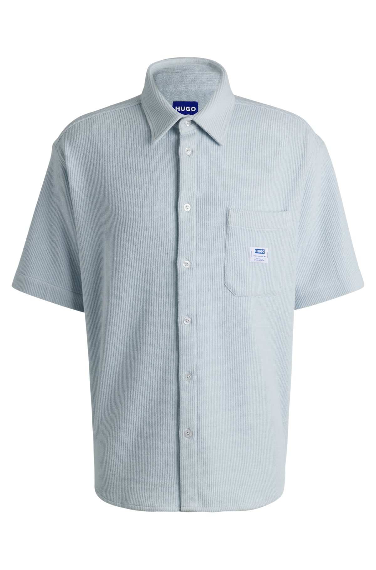 SHORT-SLEEVED SHIRT IN WAFFLE-STRUCTURED COTTON - 1