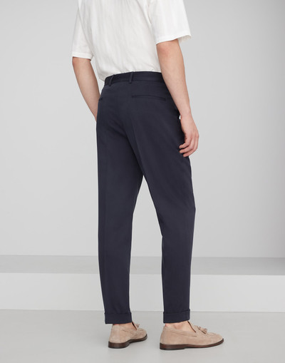 Brunello Cucinelli Délavé silk twill leisure fit trousers with pleat outlook