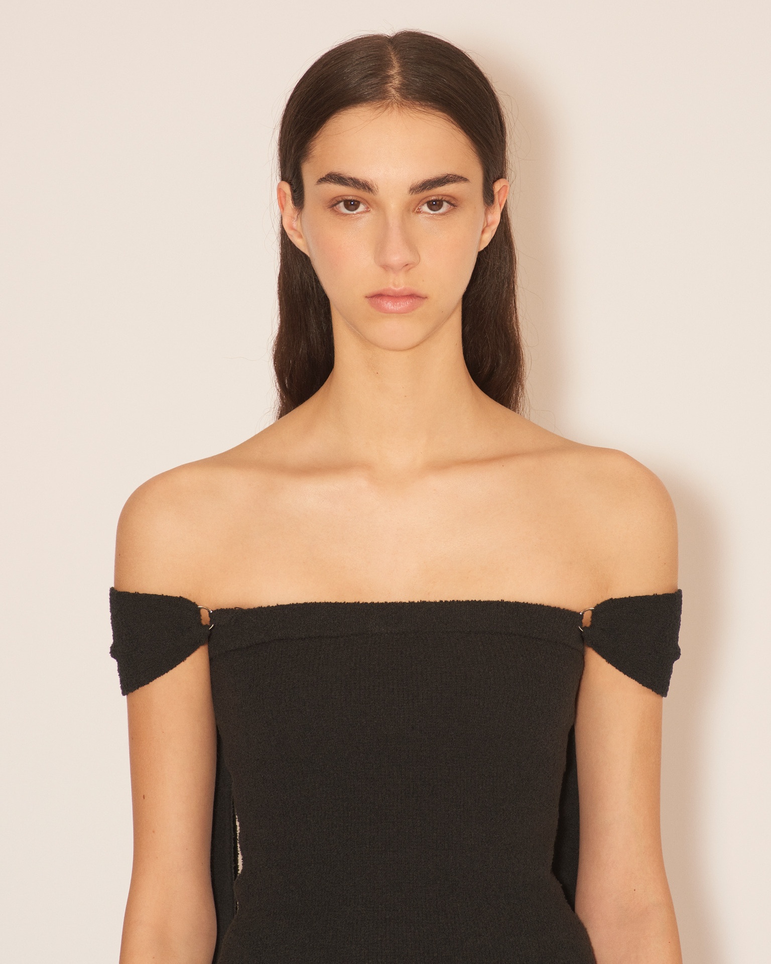 FAYA - Midweight terry draped strap bandeau top - Black - 5