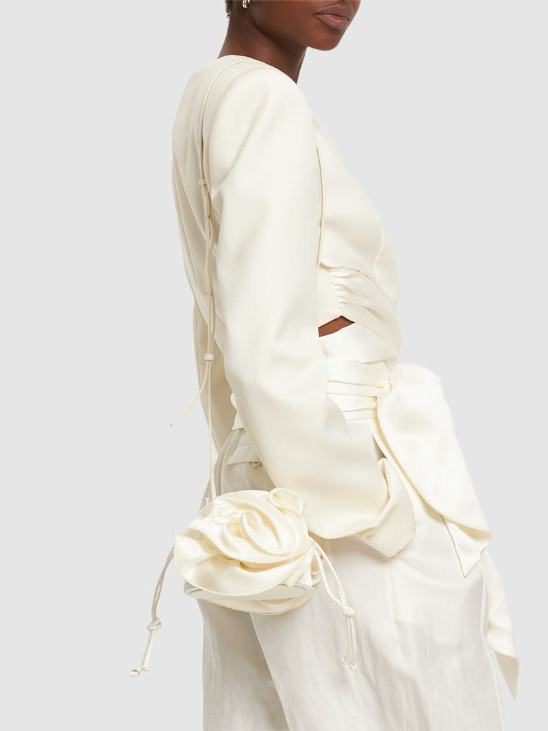 MAGDA BUTRYM Magda cream satin shoulder bag outlook