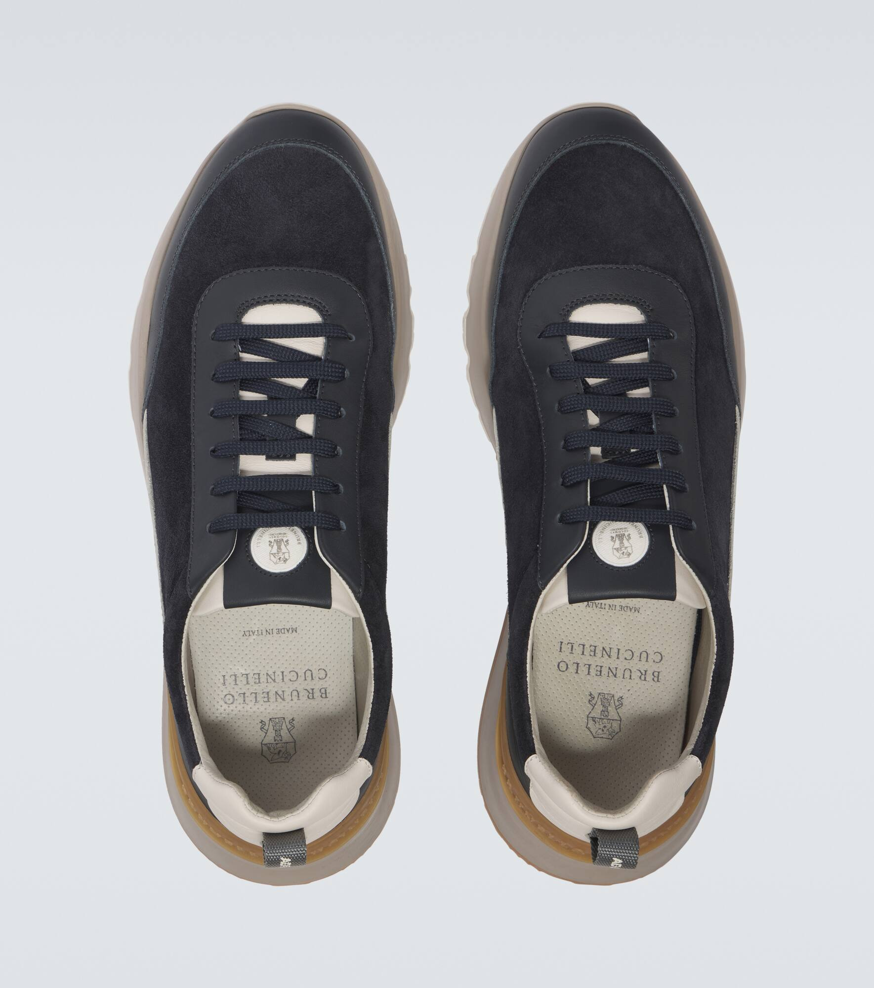 Leather-trimmed suede sneakers - 4
