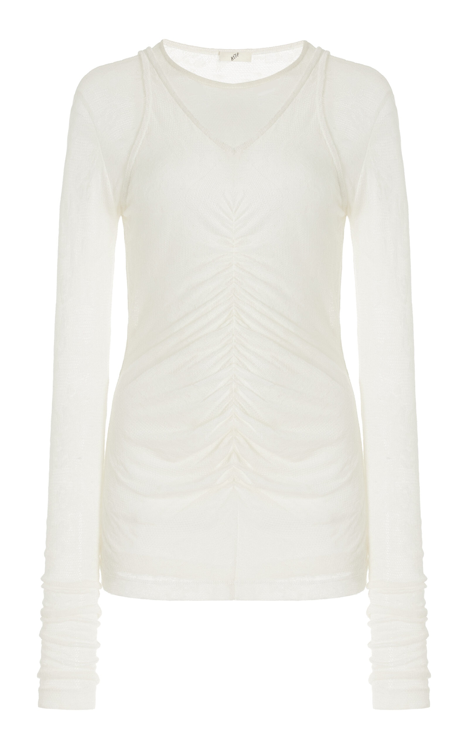 Chalet Layered Ruched Knit Top white - 1