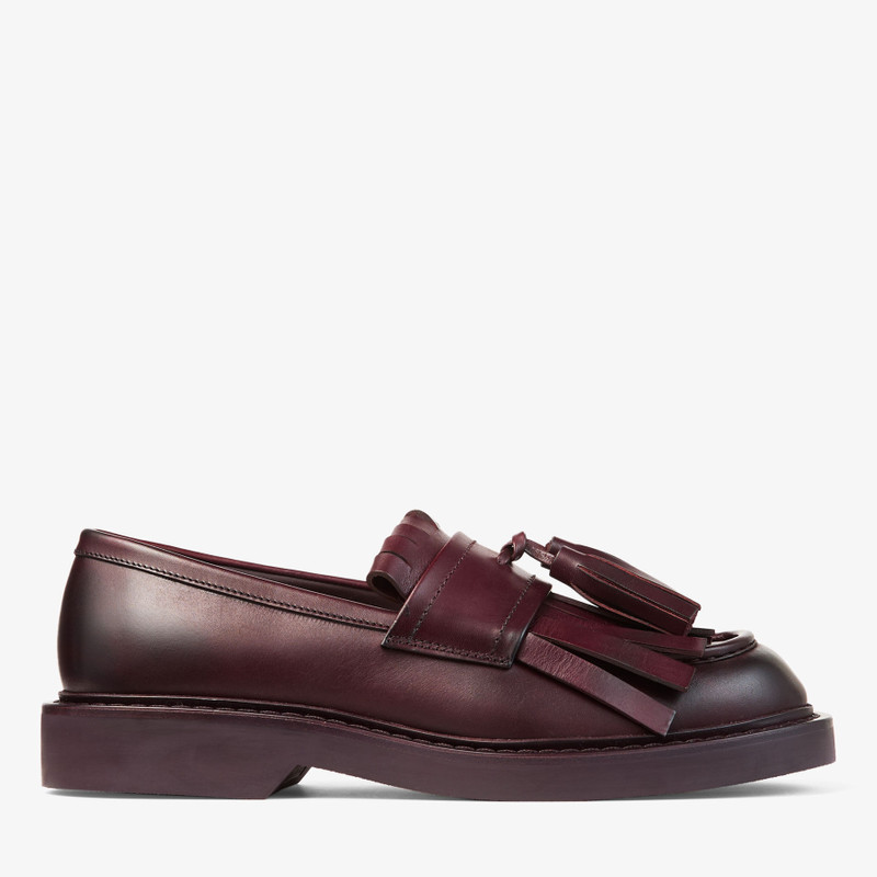 Buff Fringe Loafer Deep Merlot Waxed Calf Loafers 1