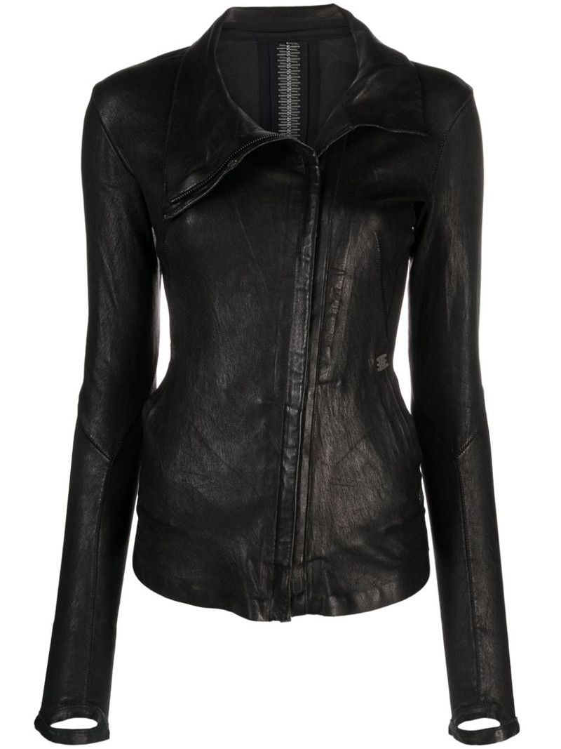 zip-detail leather jacket 1