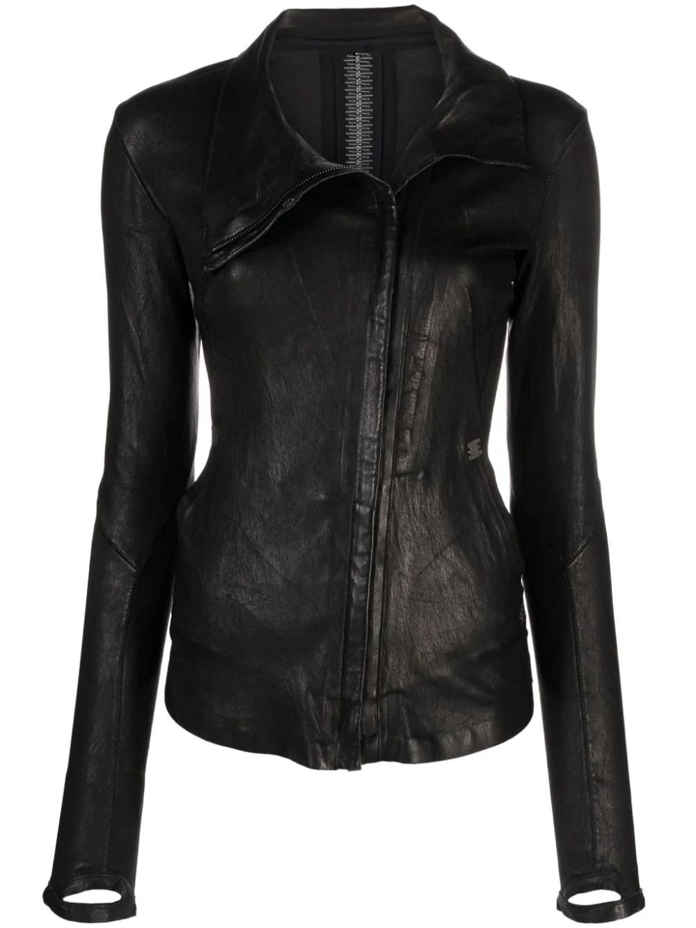 zip-detail leather jacket - 1