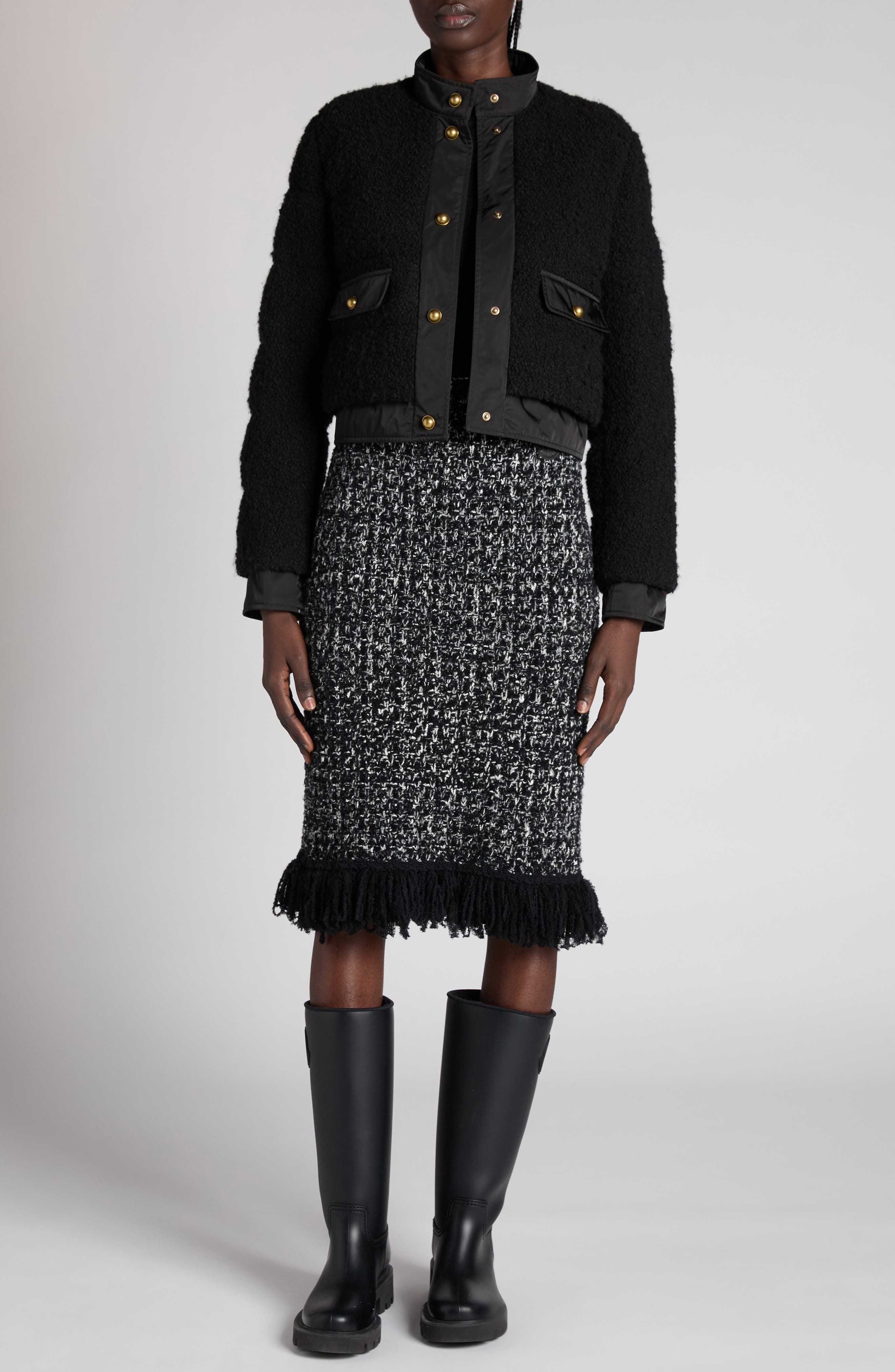 Moncler Blandy Bouclé Down Jacket in Black at Nordstrom - 2