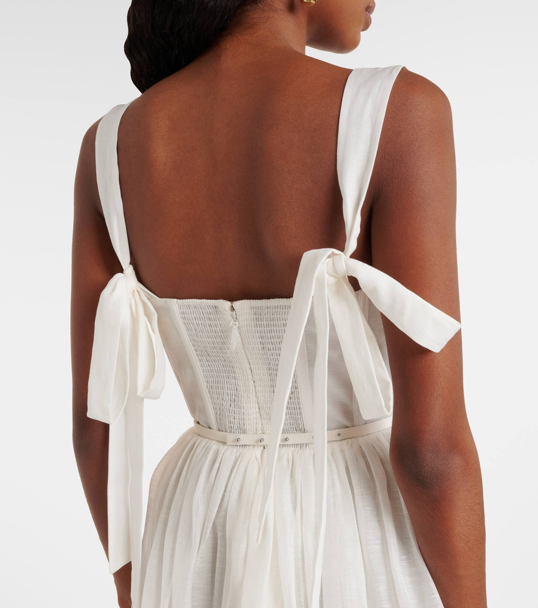 Dawning linen and silk midi dress - 6