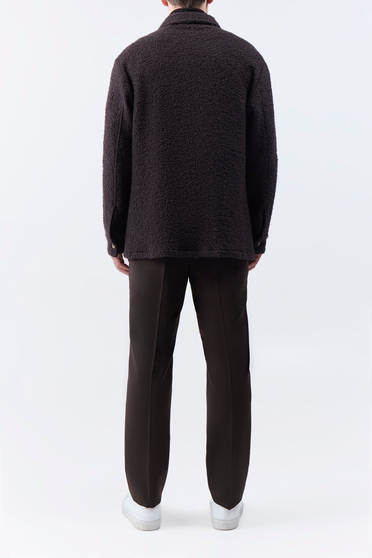 Fargo Overshirt in Chocolate Recycled Cashmere Boucle - 4