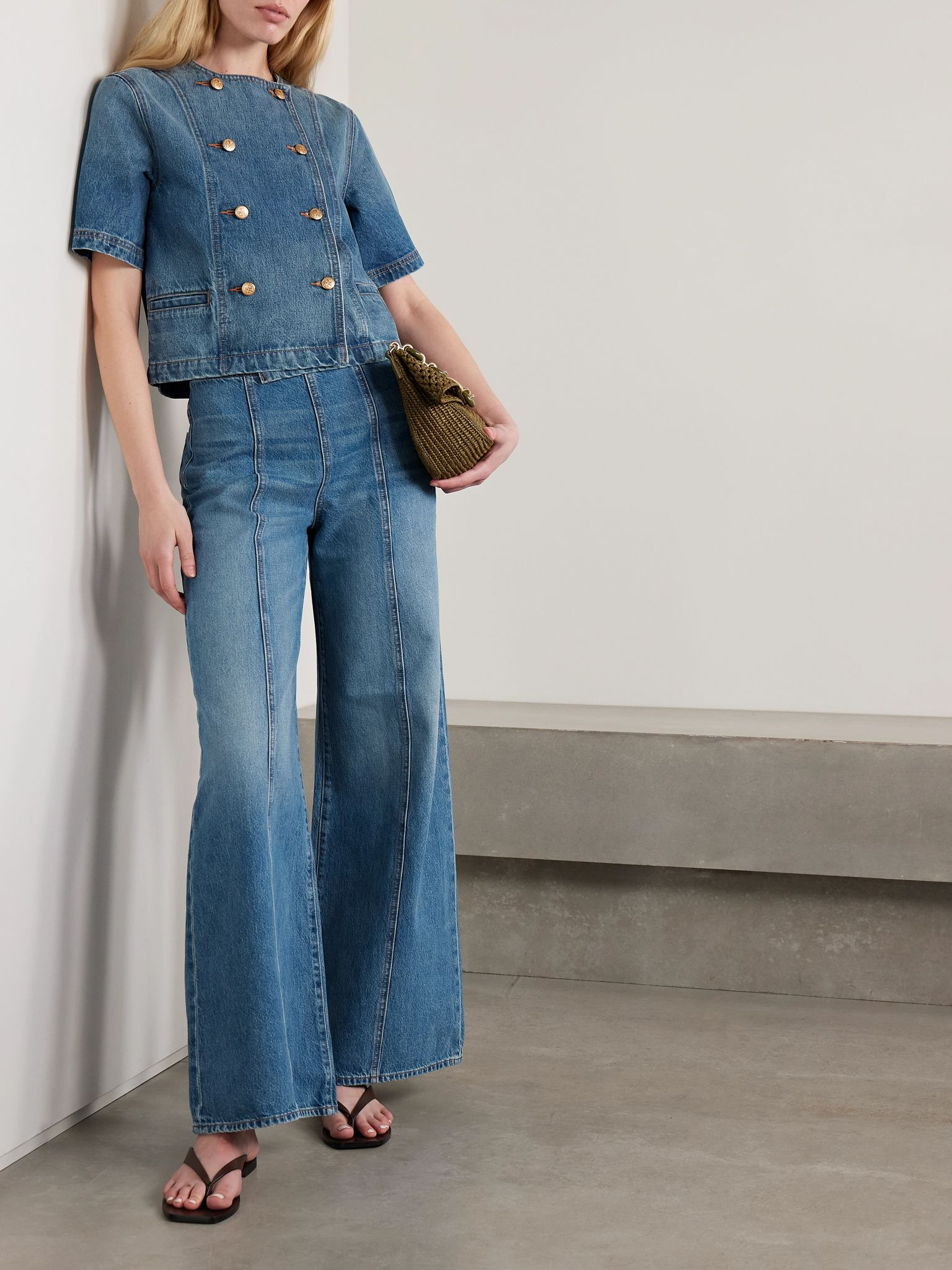 Serge double-breasted denim jacket Mid denim - 2