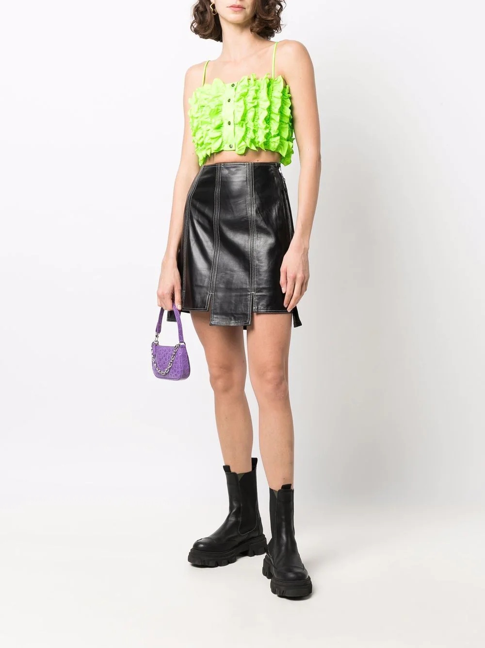 cropped ruffled top - 2