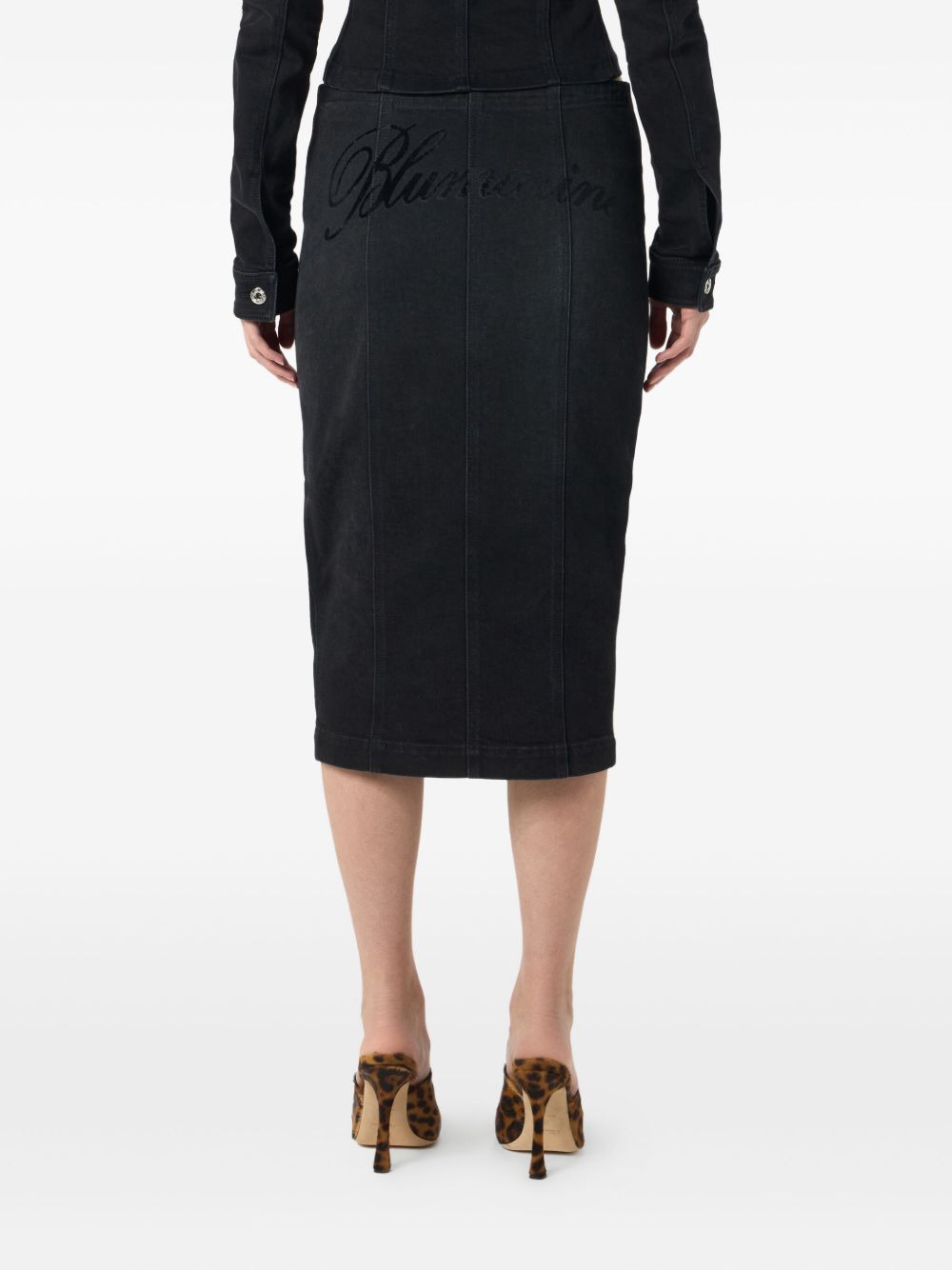 logo-print denim skirt - 4