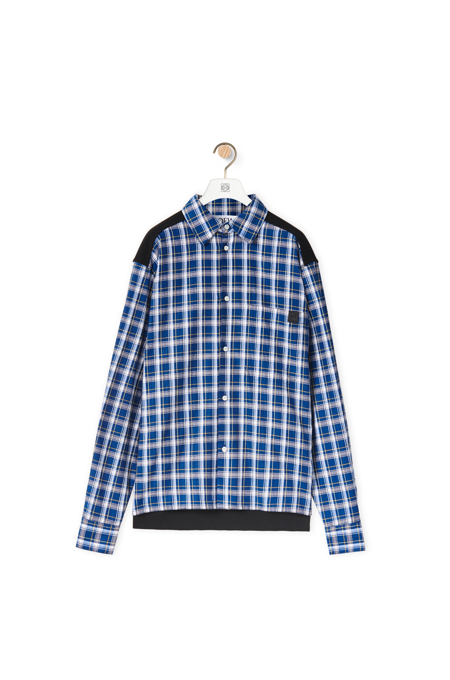 Fleece back check shirt in cotton - 1