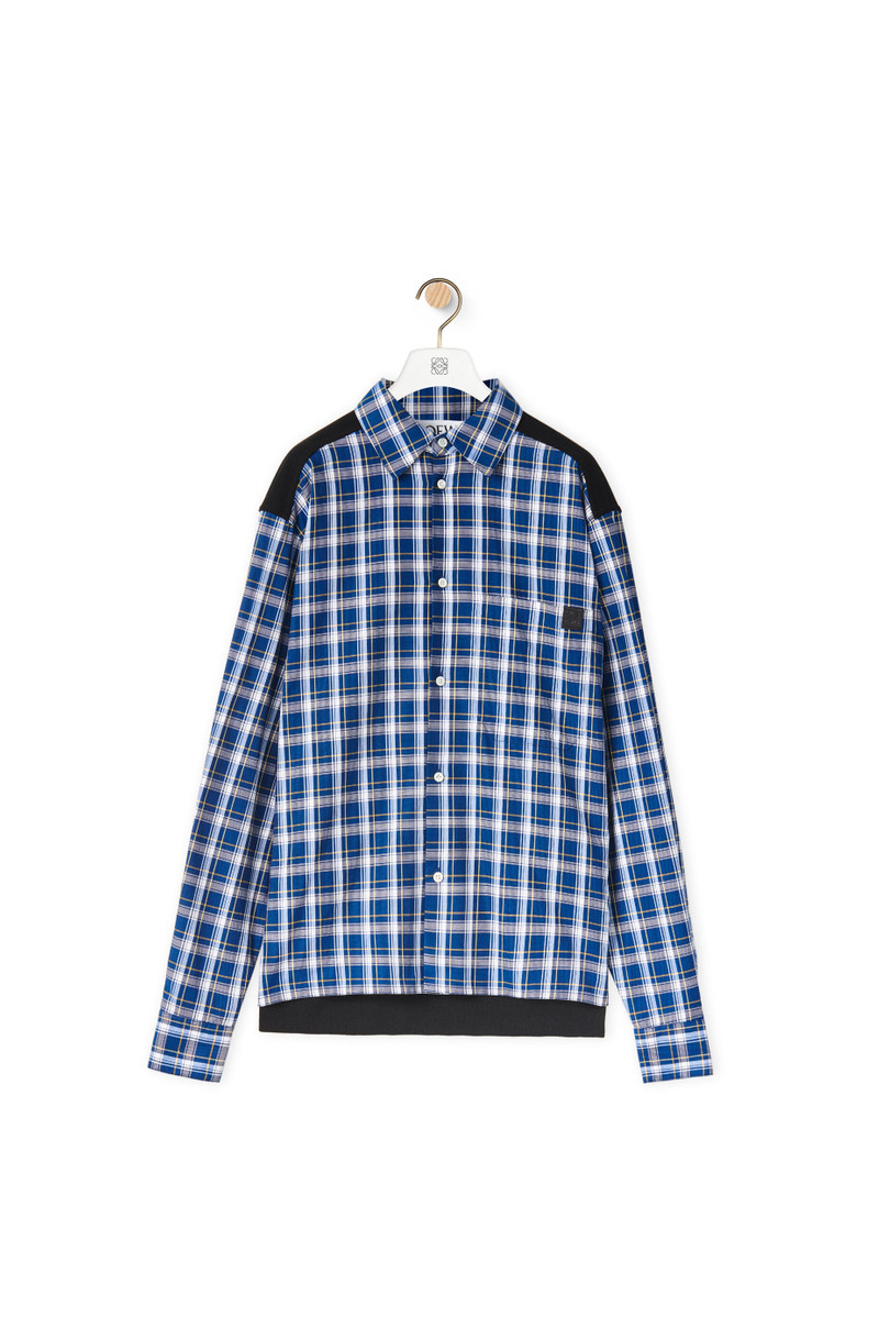Fleece back check shirt in cotton 1