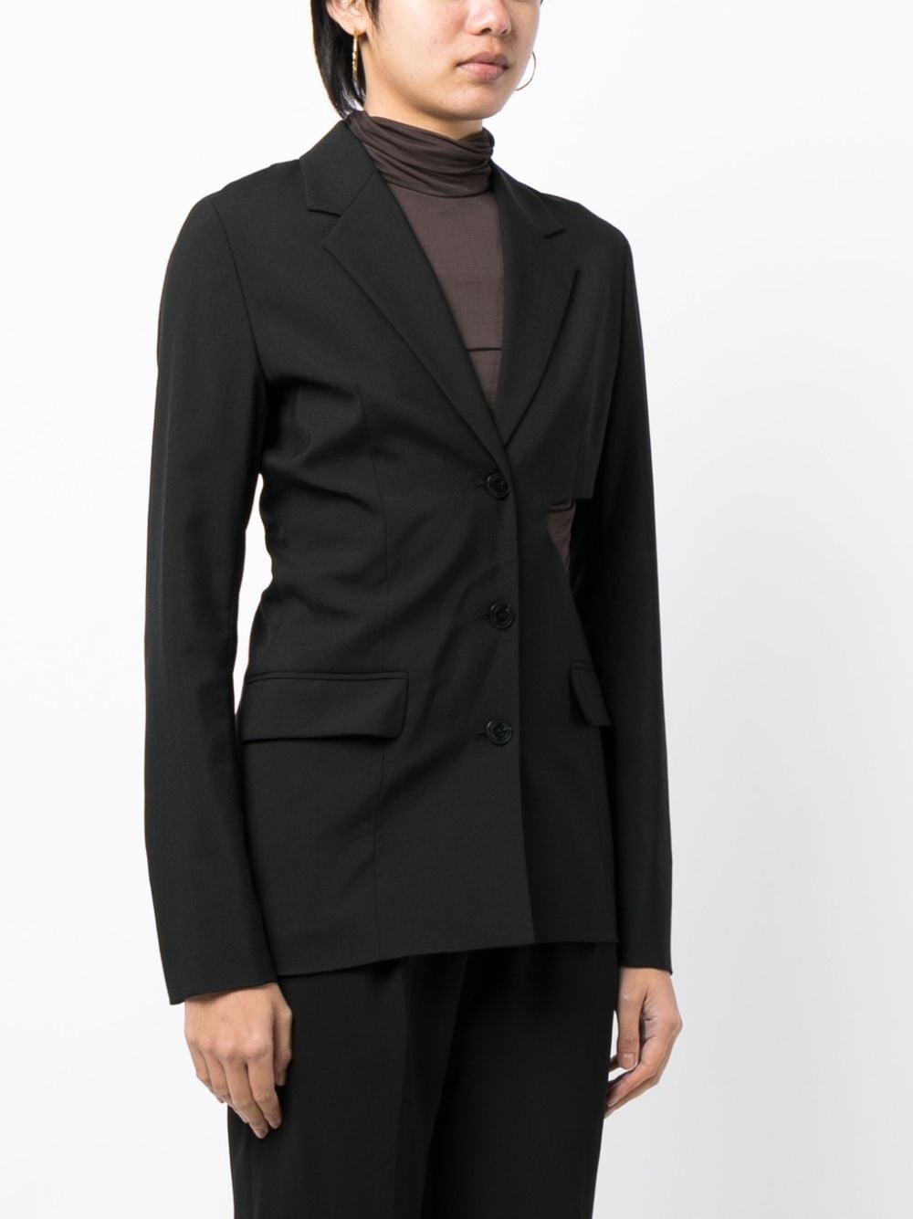 notched-lapels cut-out detailing blazer - 3