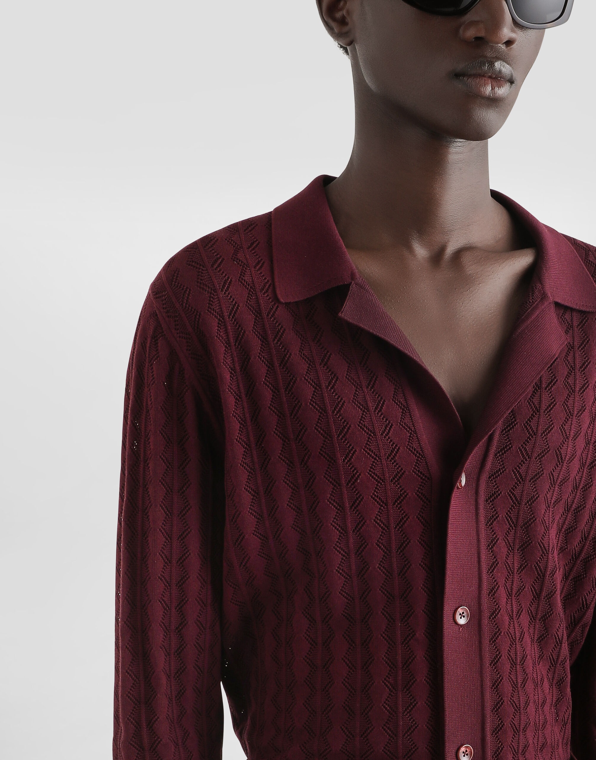 Cotton openwork-knit shirt - 4