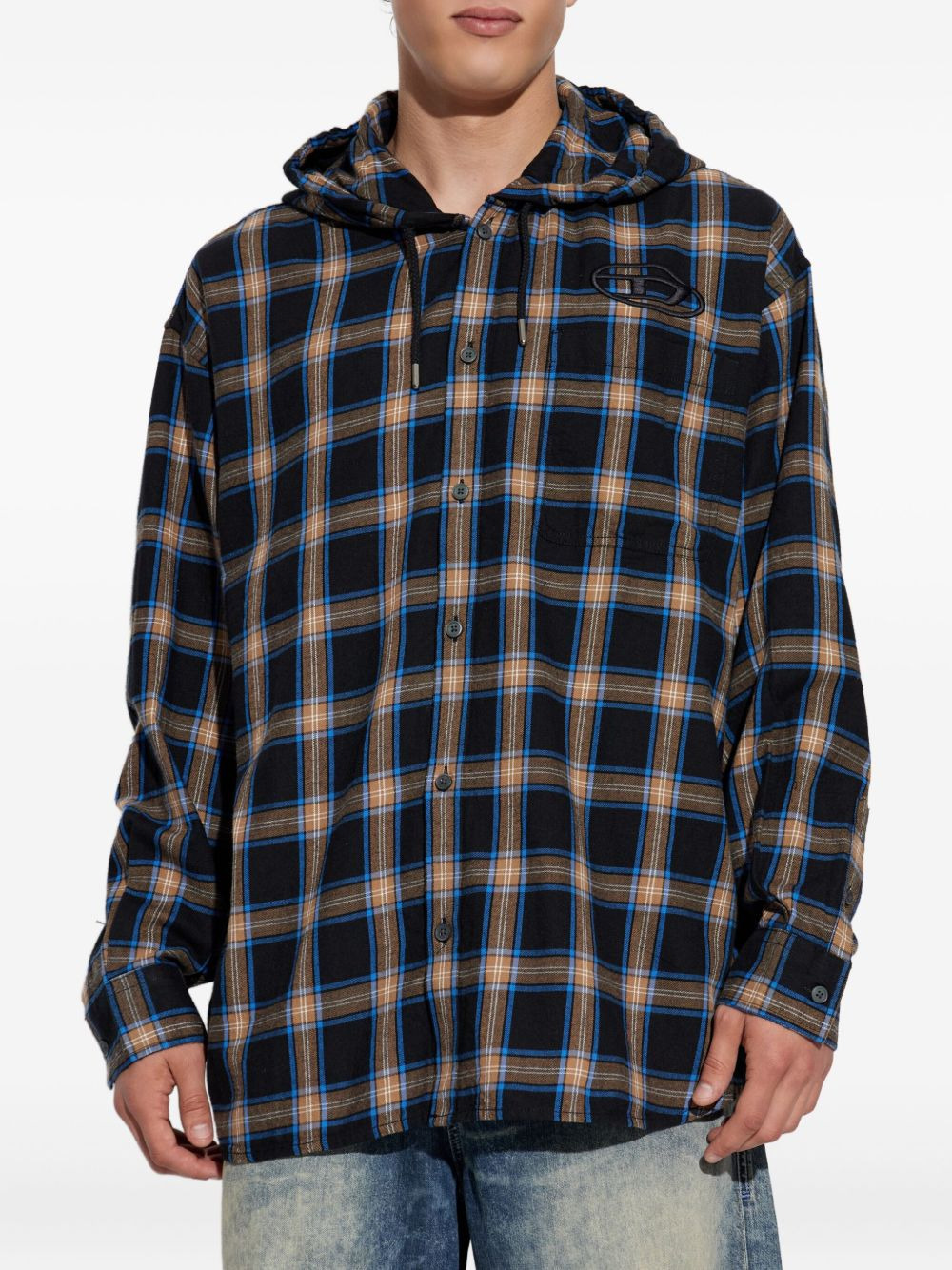 S-Dewny-Hood-Ajfi hooded checked shirt - 3