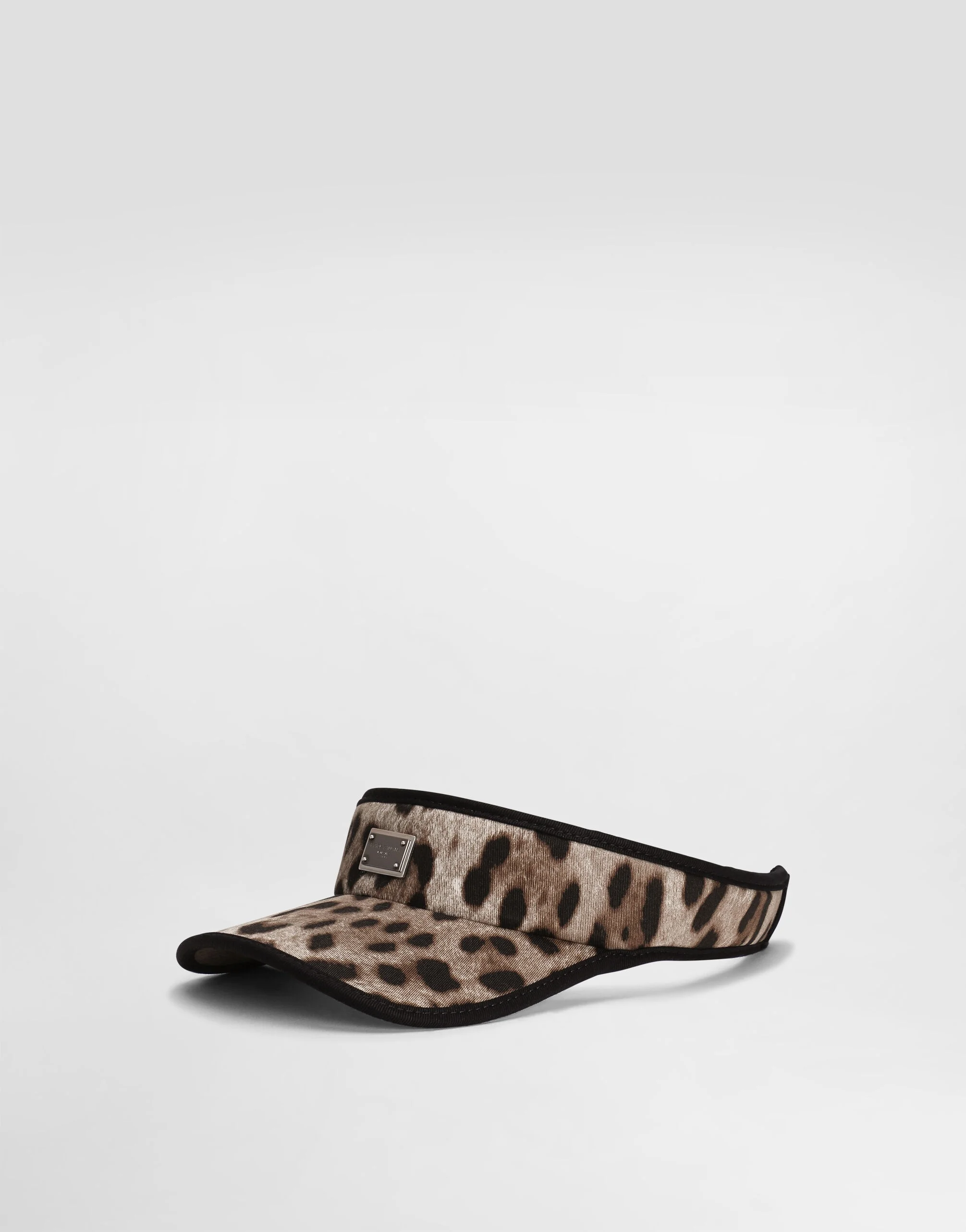 Leopard-print cotton visor with logo - 1