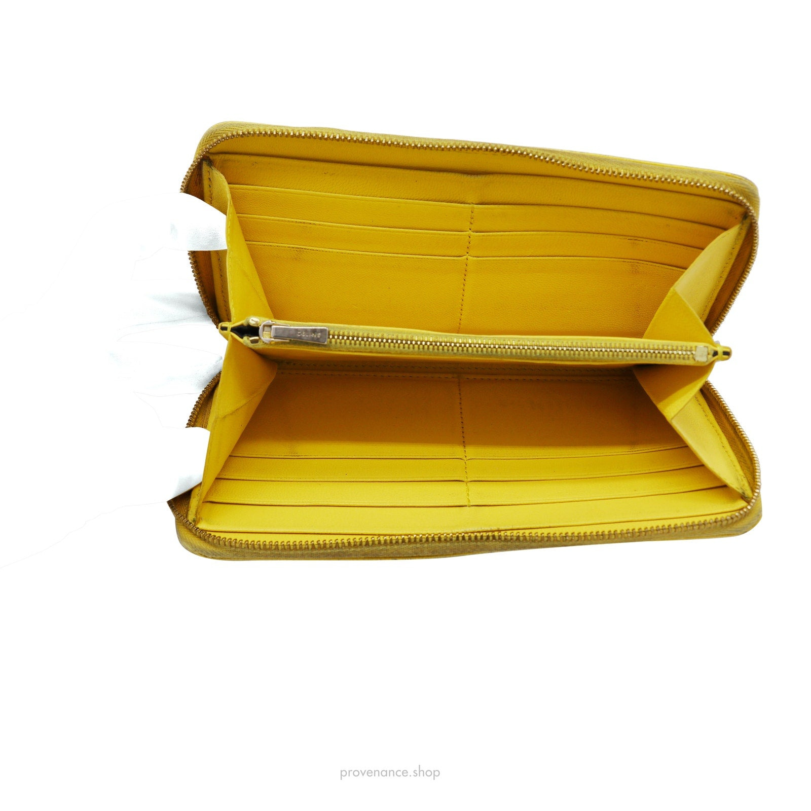 Celine Multifunction Zip Wallet - Yellow/Black - 7